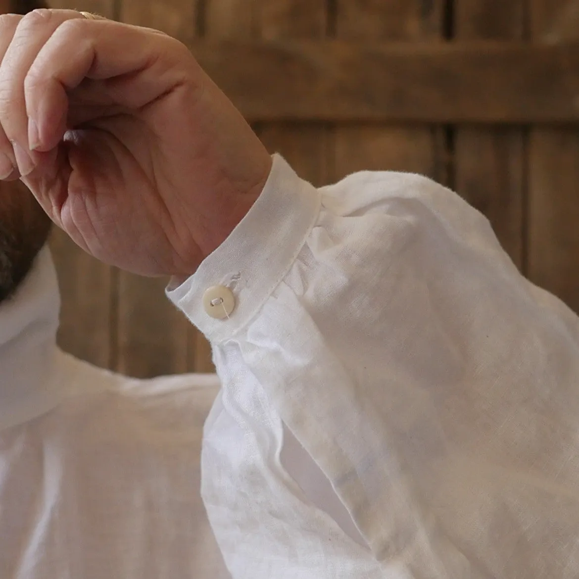 Asymmetrical Cut Soft Collar Design 18th Century Workshirt Linen