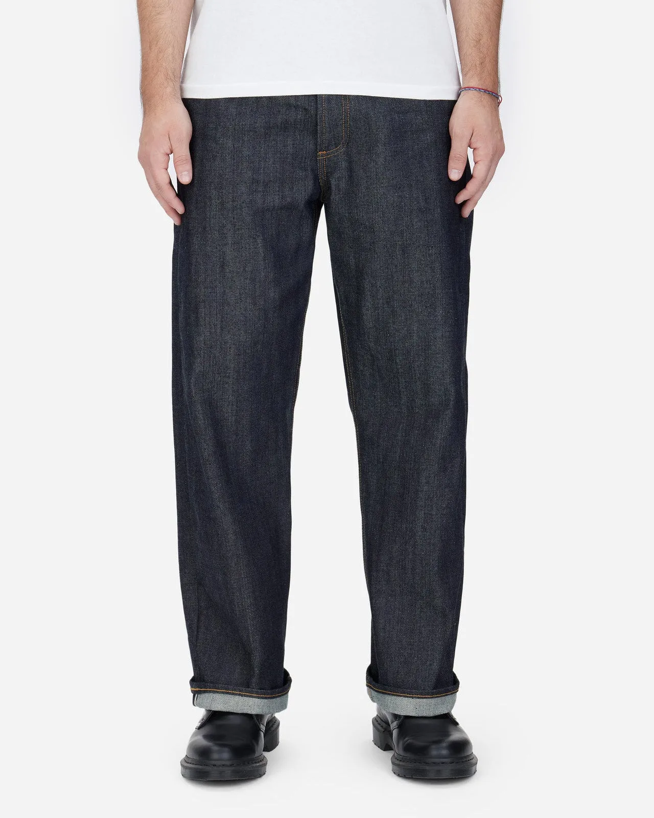 Selvedge Detailing Brunch Outfit Summer Vibes Versatile 3sixteen RS-100x Relaxed Straight Mens Jeans - Indigo Selvedge
