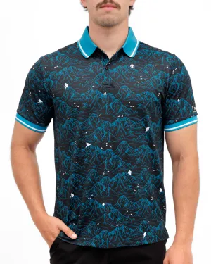 Abominable Men's Pique Polo Geometric Print Vintage Wash