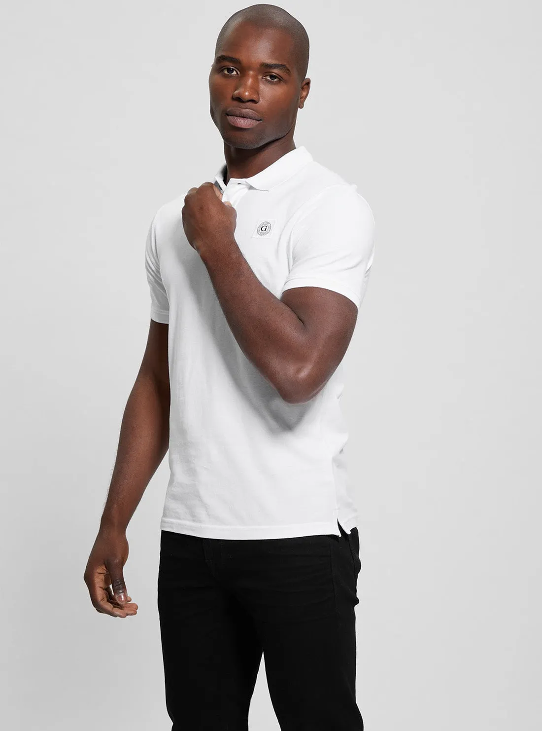 Trendy Layer Double Needle Hemming Eco White Washed Polo Shirt