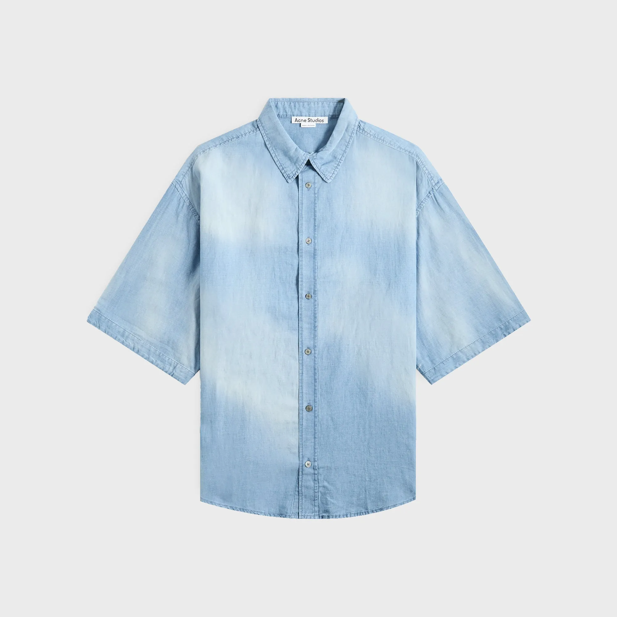 Acne Studios Short Sleeve Shirt - Mid Blue ConvertibleCollar