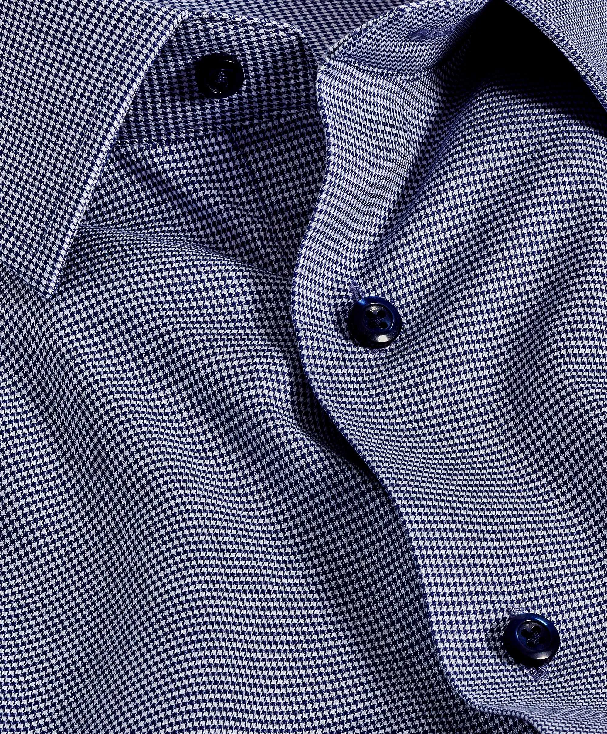 SBSP11013412 | Navy Houndstooth Stretch Dress Shirt Easy Care Budget Friendly