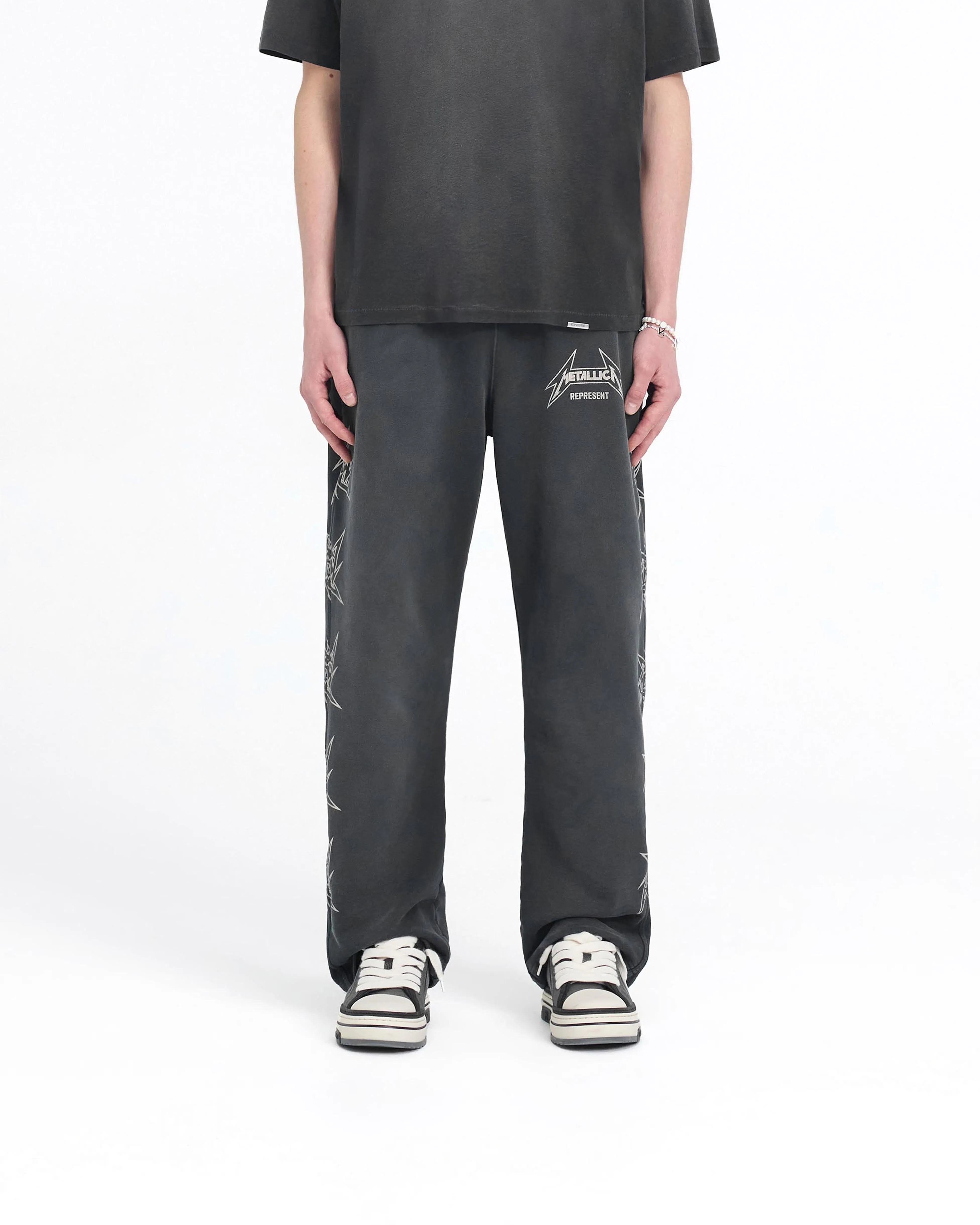 OdorResistantTreatment Body Aligned Represent X Metallica Local Crew Sweatpant - Stained Black