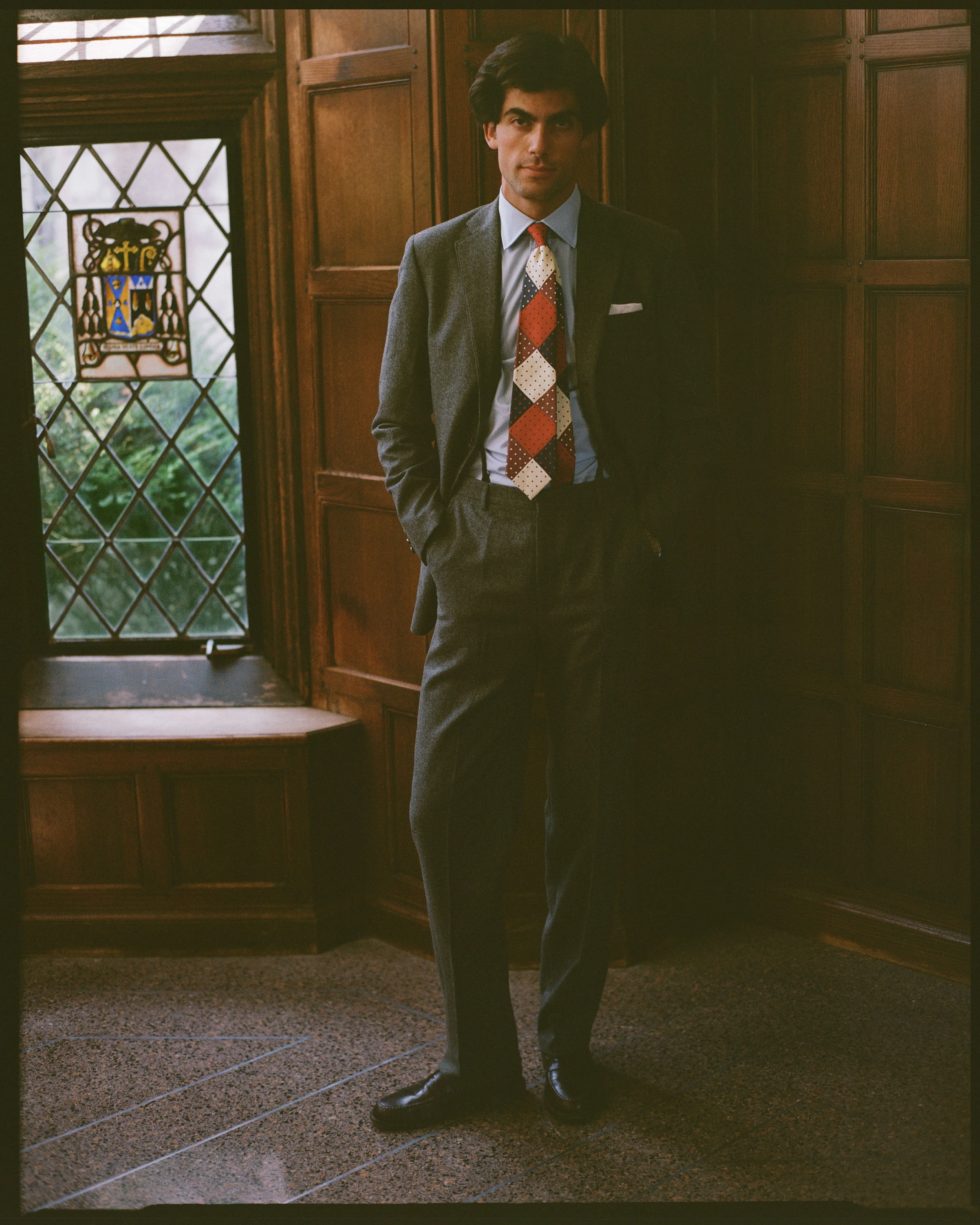 Made-in-USA Thomas Mason Solid Blue Spread Collar Dress Shirt - Regular Fit All day wearability