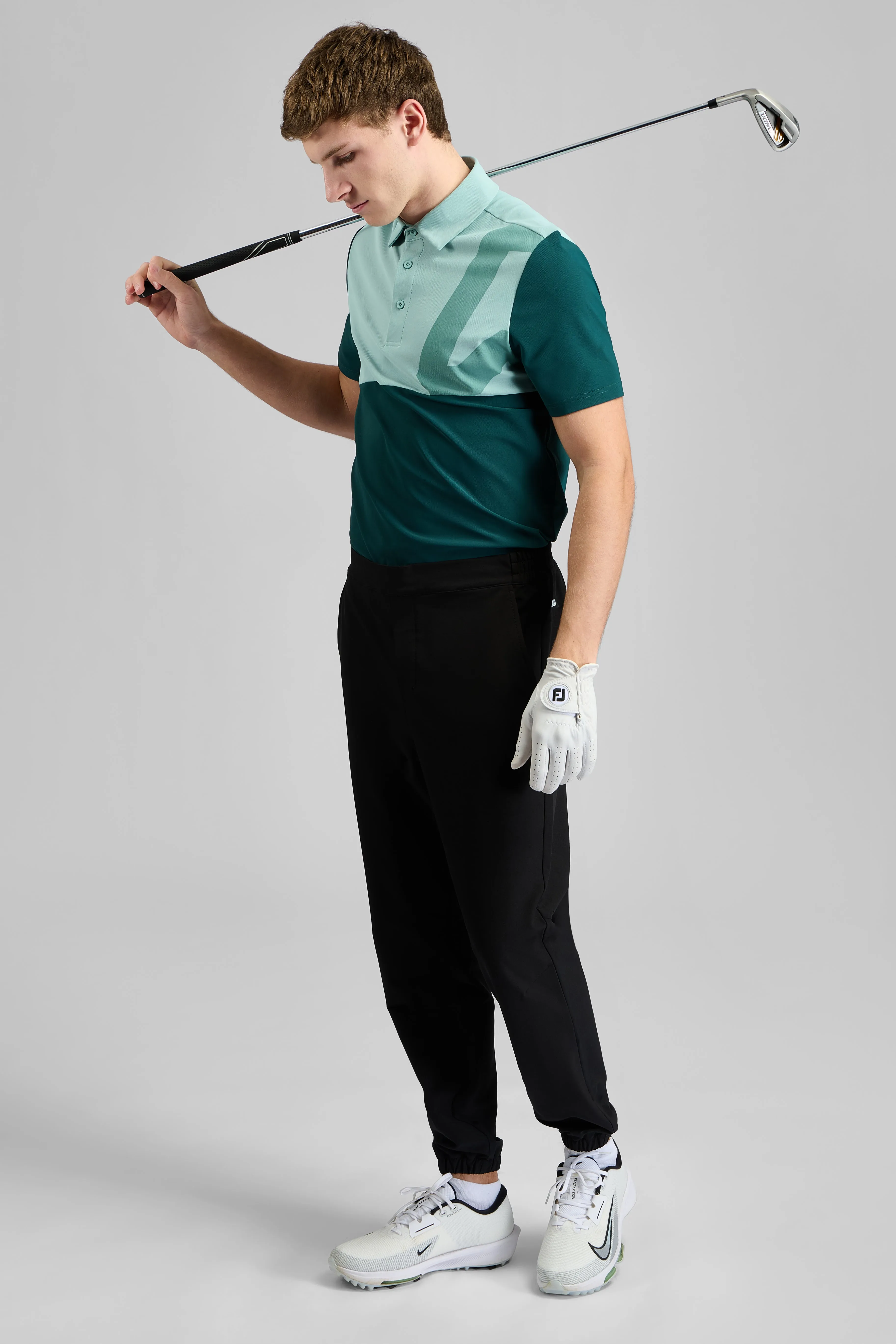 Gym Companion Magnet Colour Block Golf Polo Shirt - Caddy Green / Fresh Mint