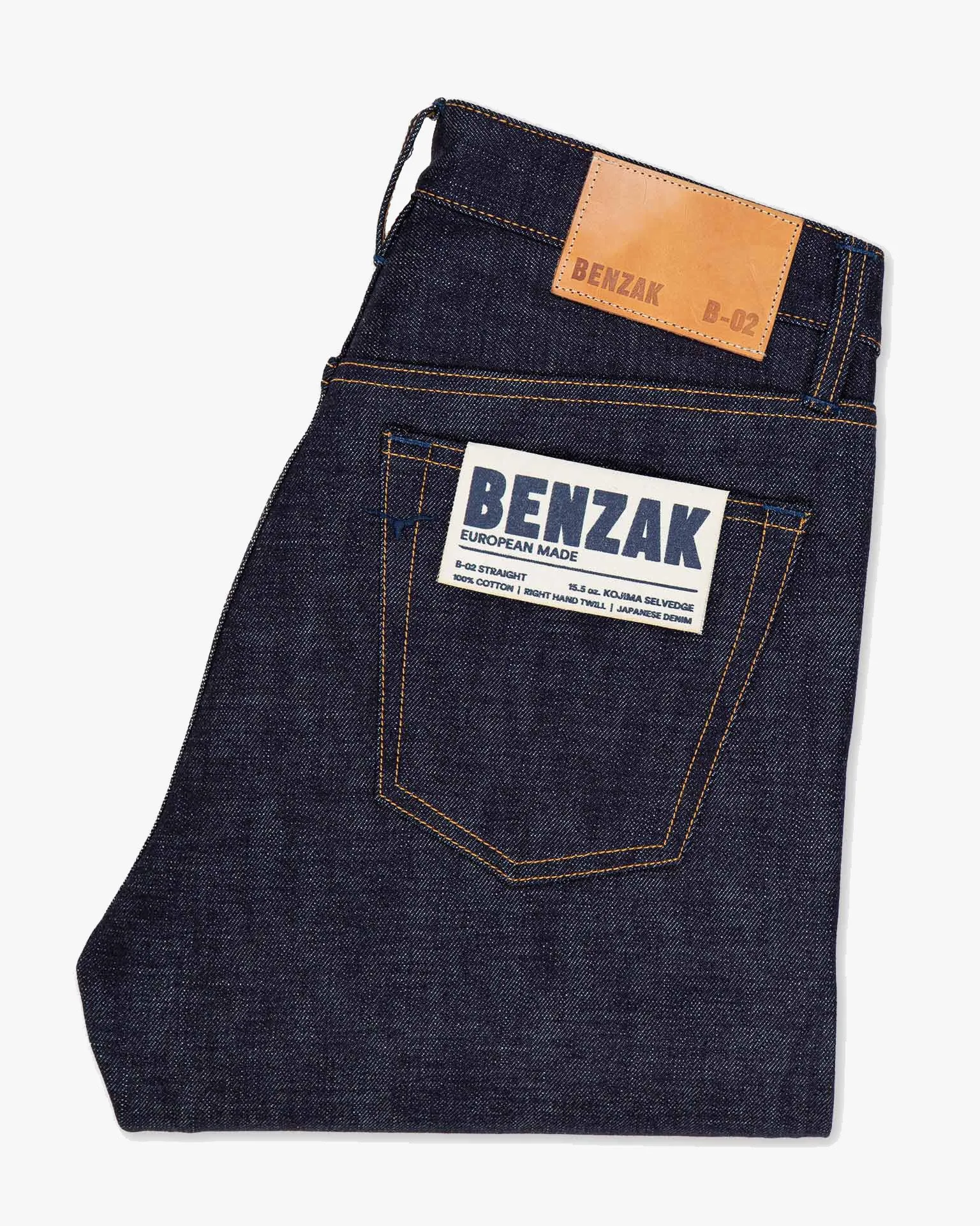 Benzak Denim Developers B-02 Regular Straight Mens Jeans - 15.5oz Kojima Selvedge Zero Waste Pattern Design Natural Look