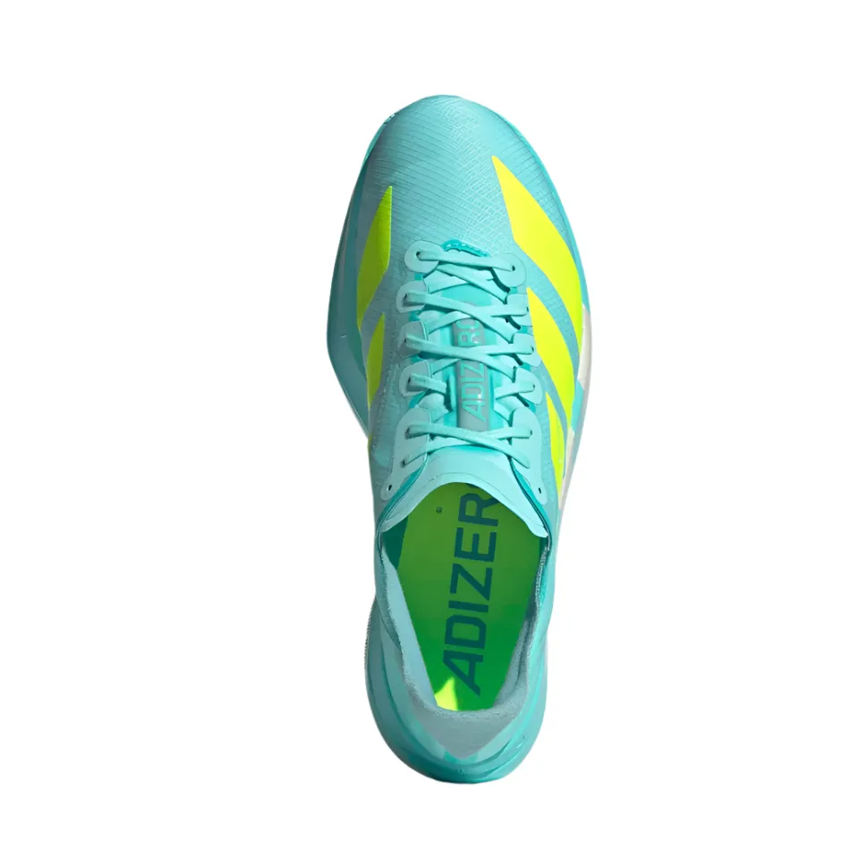 Quick Dry Materials Adidas Men's Adizero Adios Pro 4 Running Shoes in Flash Aqua/Lucid Lemon/Mint Ton AW25