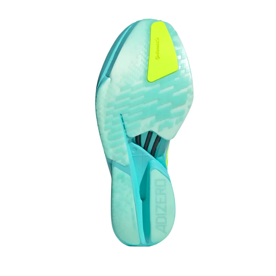 Adidas Men's Adizero Adios Pro 4 Running Shoes in Flash Aqua/Lucid Lemon/Mint Ton AW25 multi - colored shoes Urban Runner