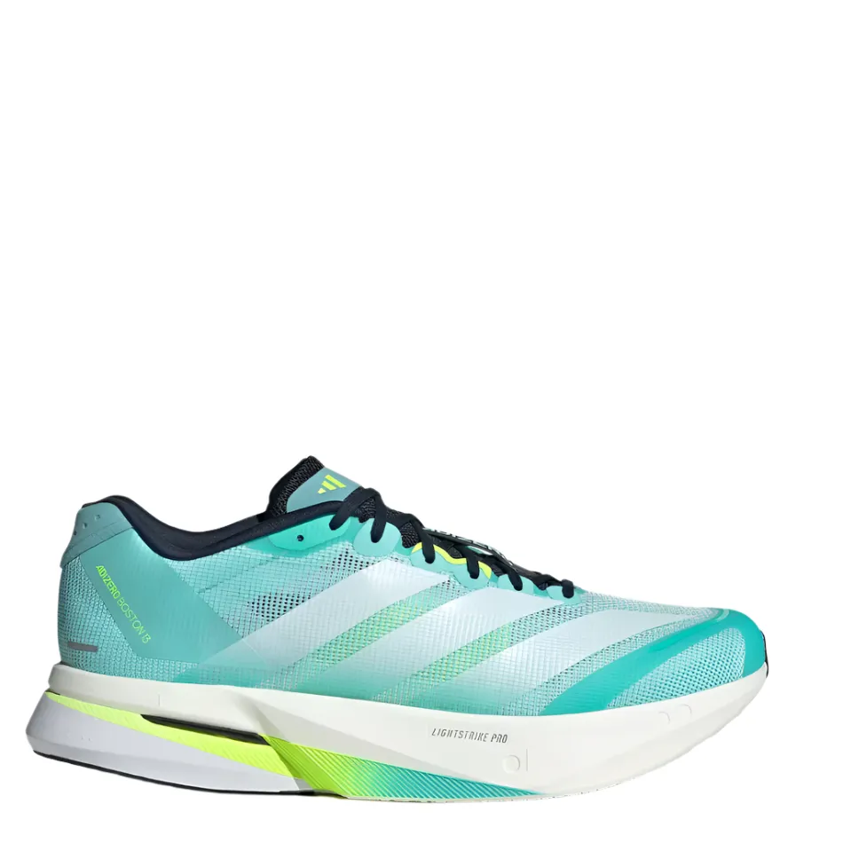 Zumba Award-winning Adidas Men's Boston 13 Running Shoes in Flash Aqua/Cloud White/Lucid Lemon AW25