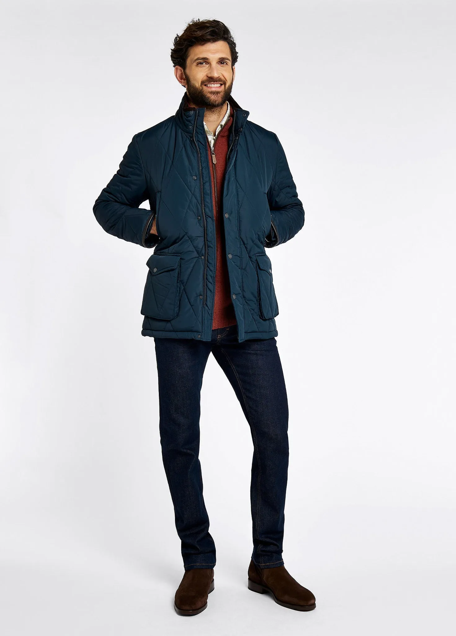Farmley Men??s Quilted Jacket - Navy Sun Protection Fabric Pastel Shade