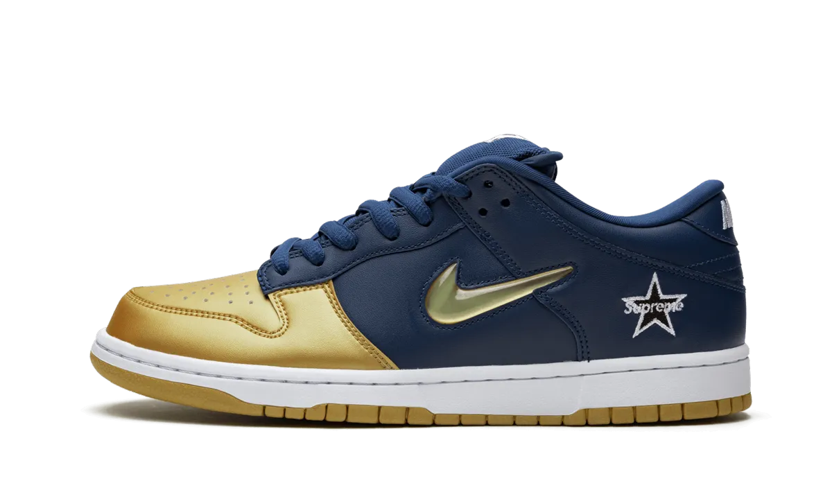 Smooth Walk Skater Movement Fit SB Dunk Low "Supreme - Jewel Swoosh Gold/Navy"