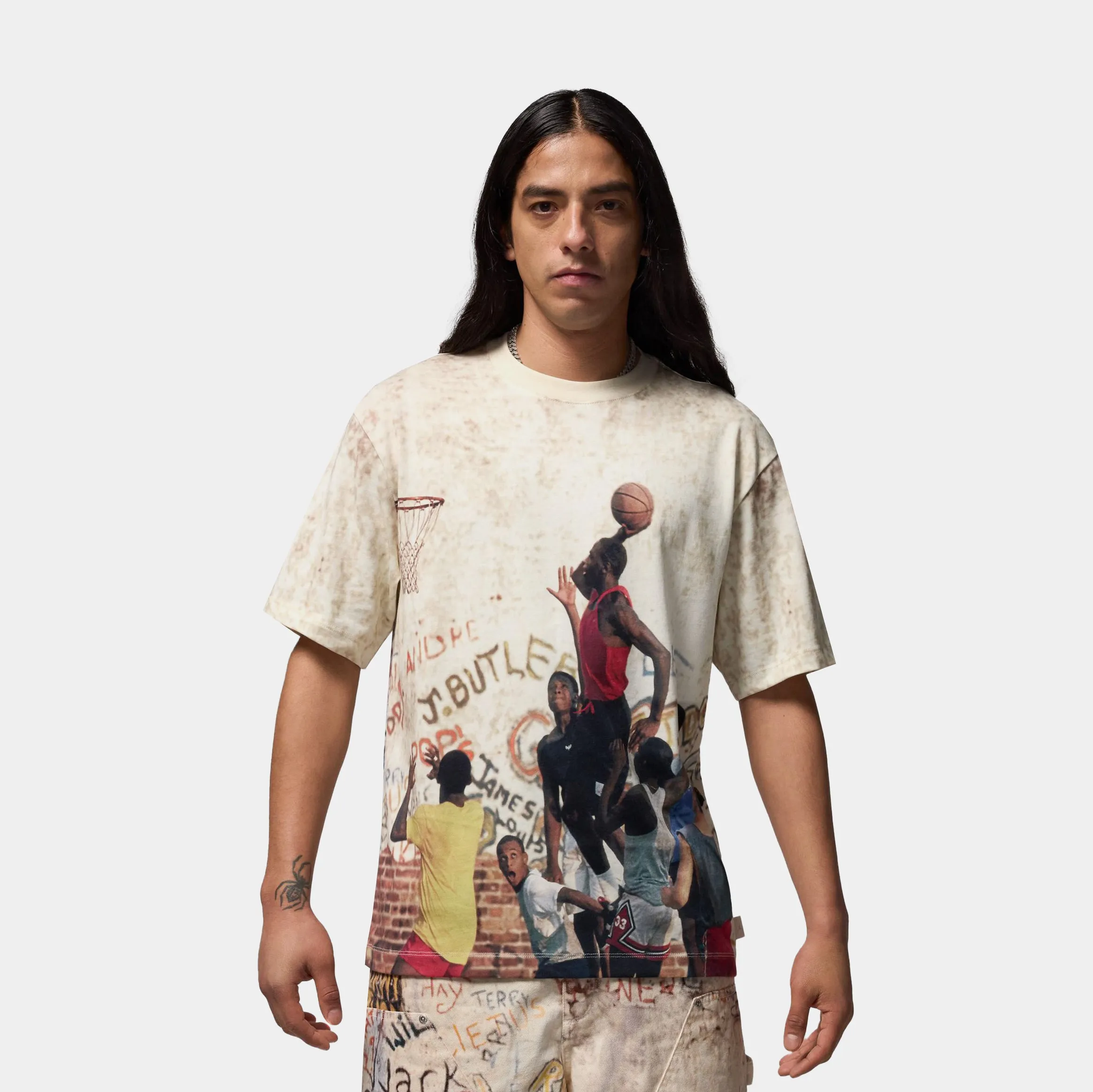 Air Jordan 85 Graphic Mens Short Sleeve Shirt (Sail/Legend Light Brown/Redstone) Easy Fit Casual Layering Wear