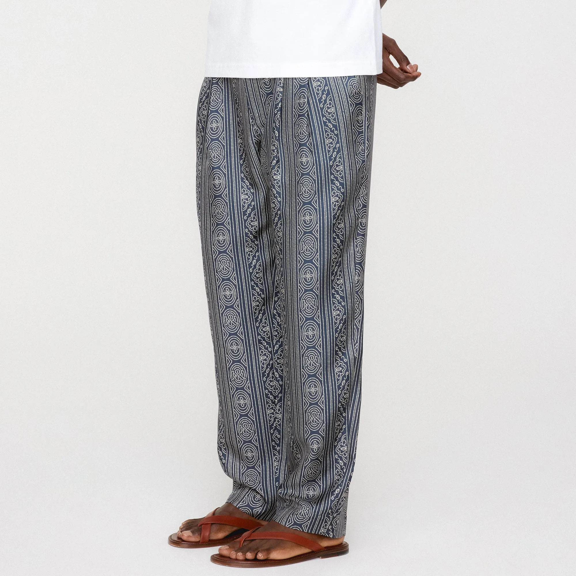 &Kin Batik Stripe Pleated Ari Trouser - Nocturnal BreathableMaterial