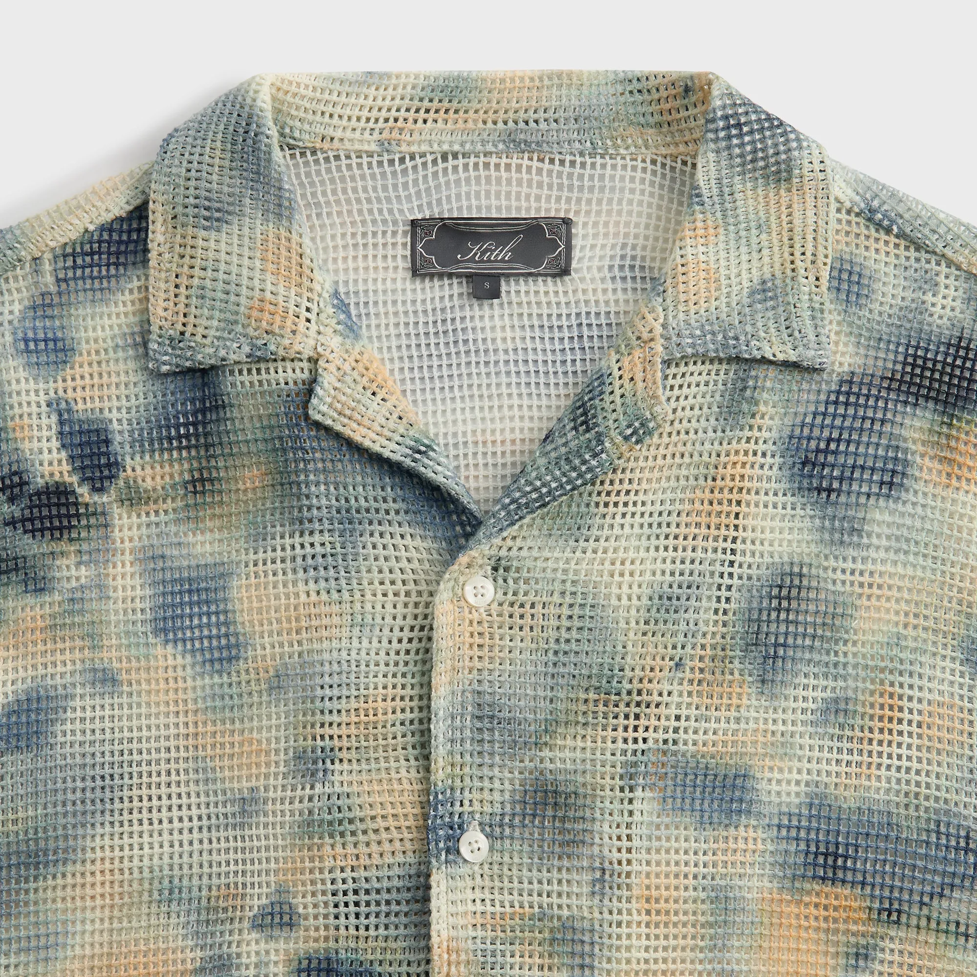 Outdoor Adventure Wear Kith Cotton Mesh Thompson Camp Collar Shirt - Cyanotype