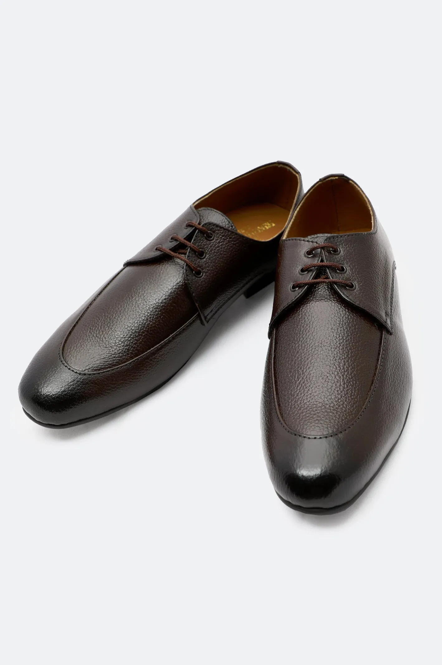 Modern Design Brown Derby Lace Up Formal Shoes