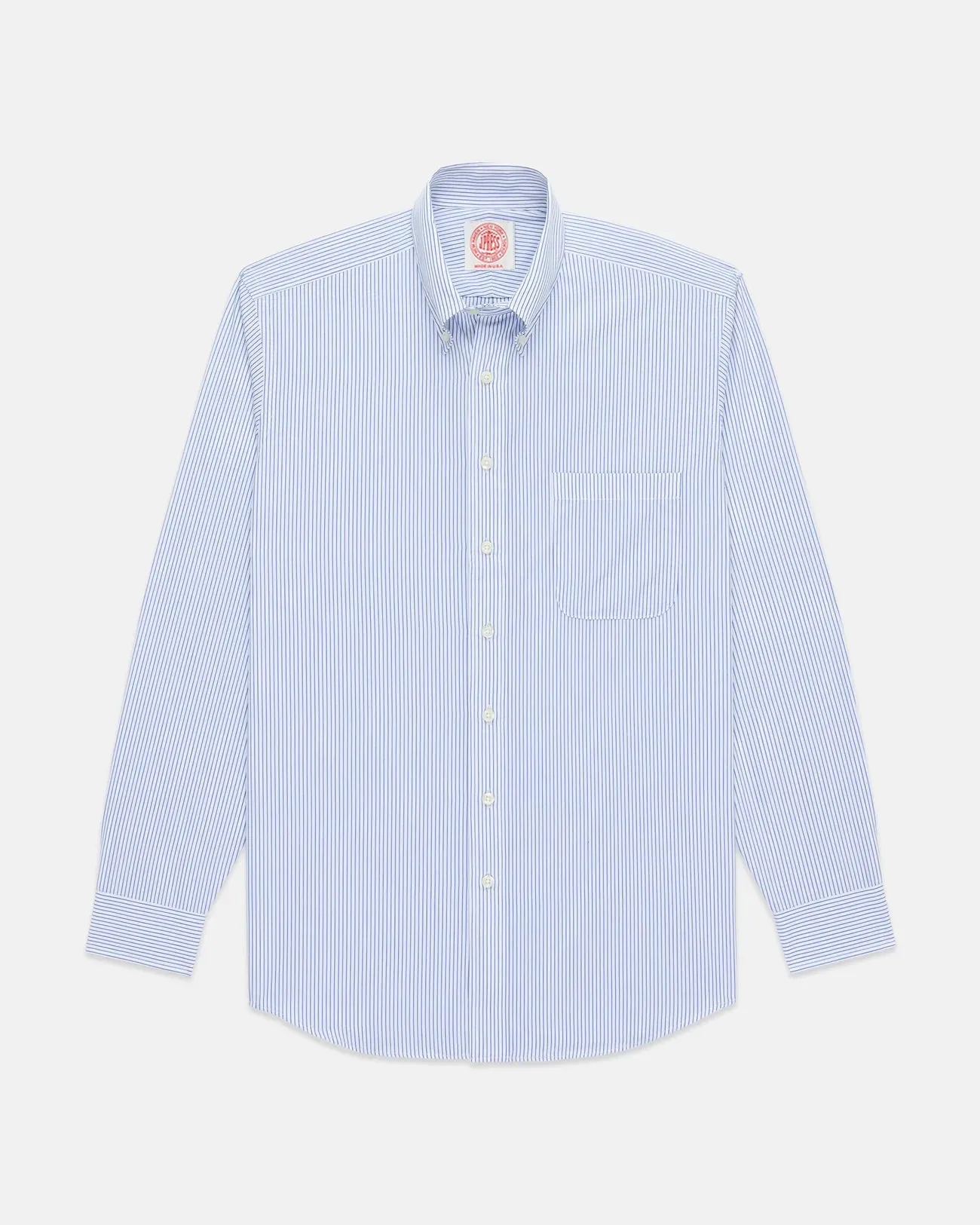 Odor Control Fabric First Date Made-in-USA Light Blue Pencil Stripe Button Down Shirt - Classic Fit