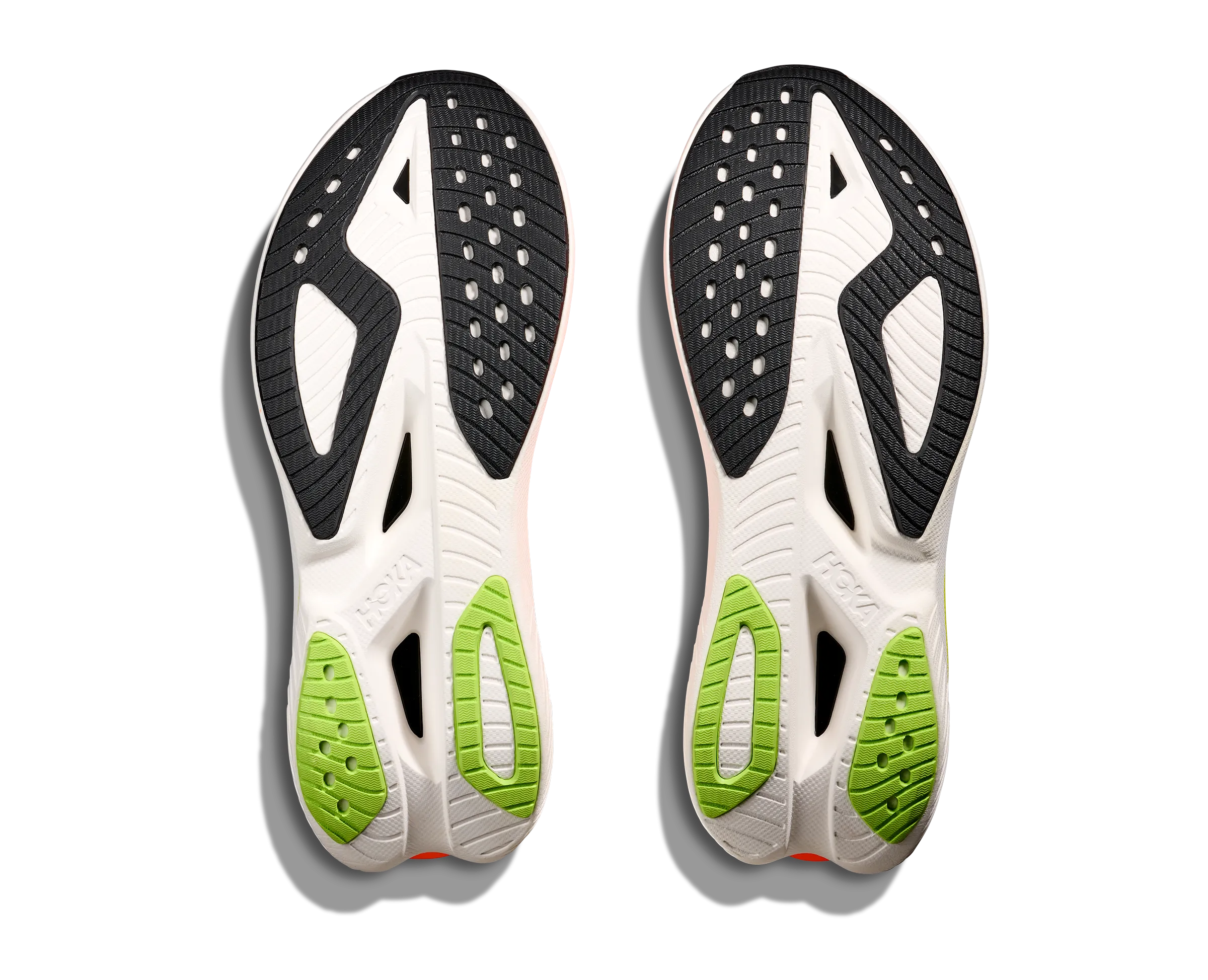 aerobic footwear Stretch Knit Men's HOKA  Mach X 3 Running Shoe in White | Neon Tangerine