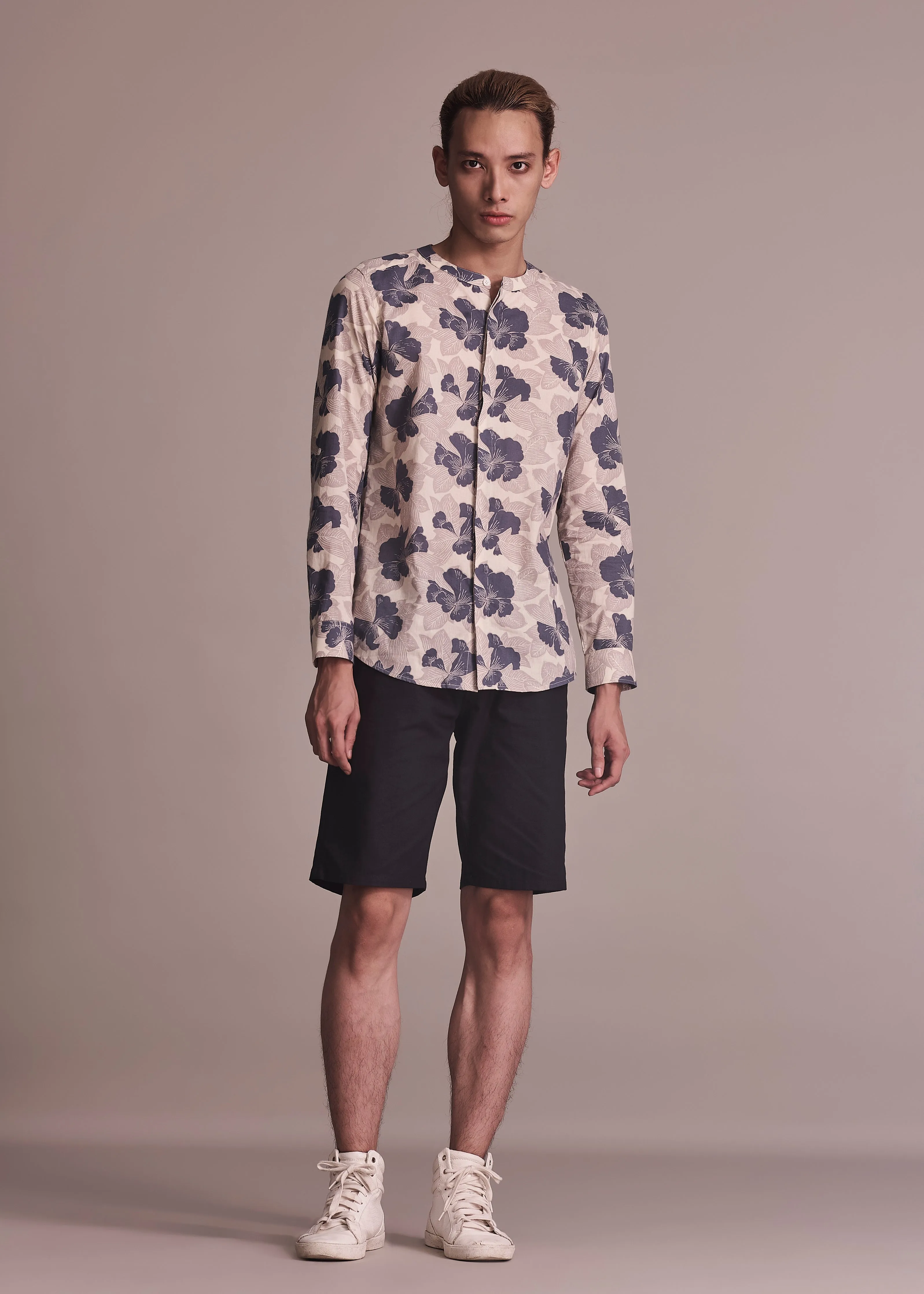 Lightweight Material Thermal regulation ALOE - HIDDEN GARDEN INDIGO