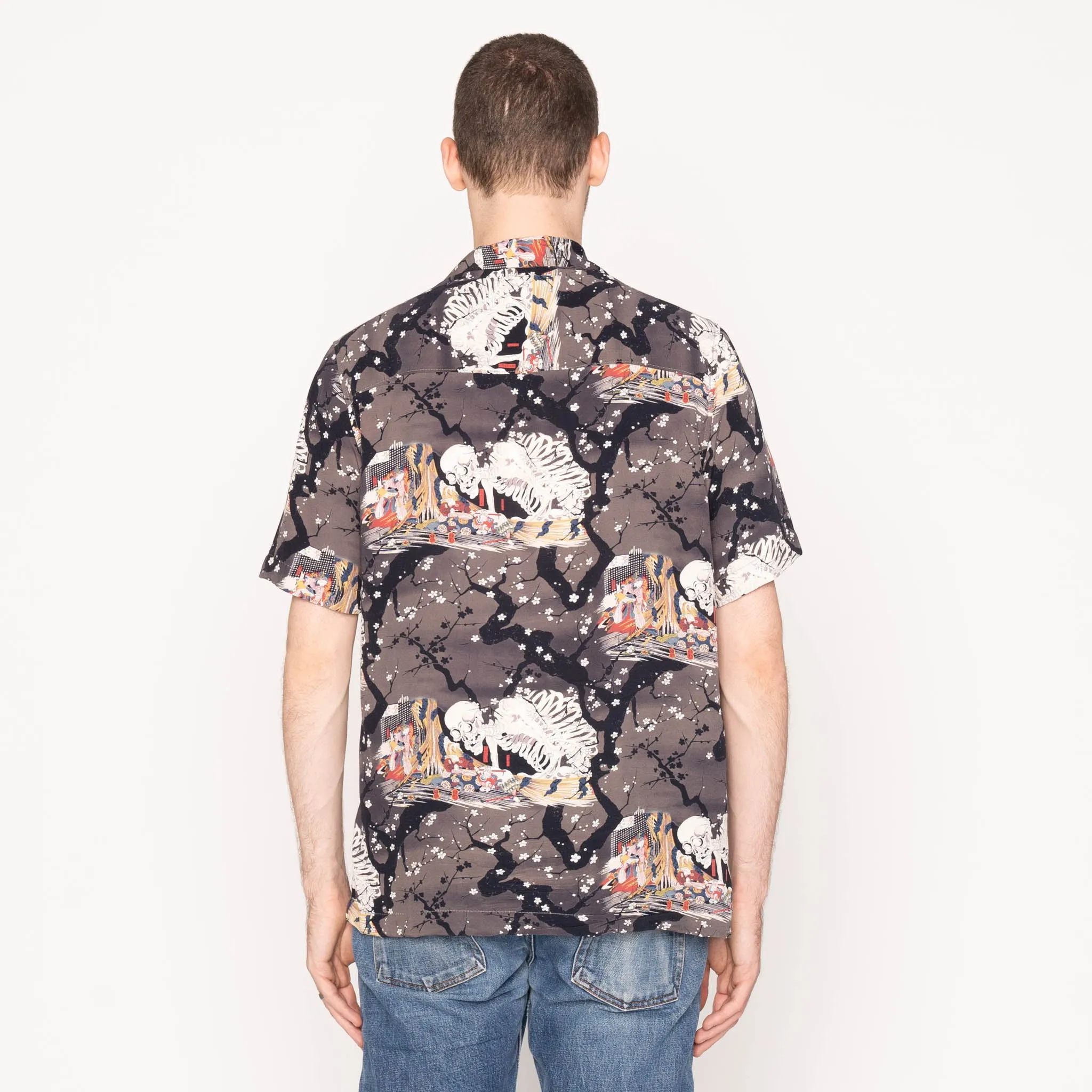 Weekend Adventure Aloha Shirt - Skeletons - Dark Grey