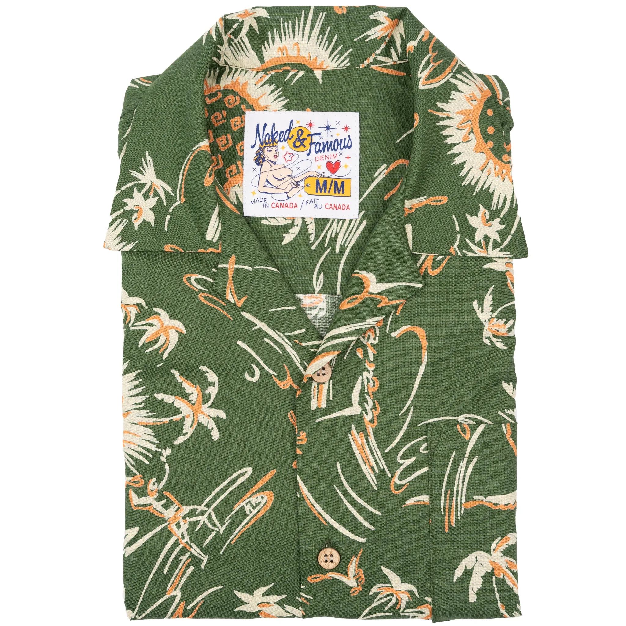 Versatile Outfit Fashion Essential Aloha Shirt  -  Waikiki  Waves  -  Green