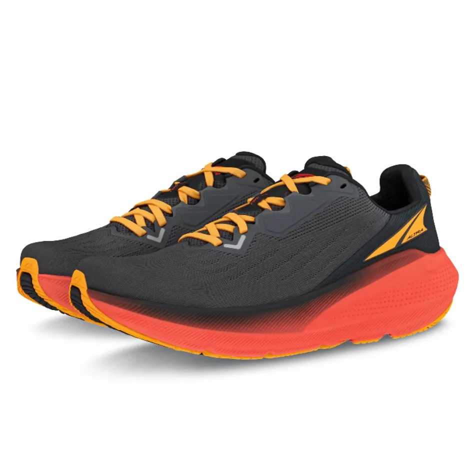 Altra Men's FWD Via Running Shoes in Black/Orange SS25 Abrasion Resistant Guardrails Streamlined