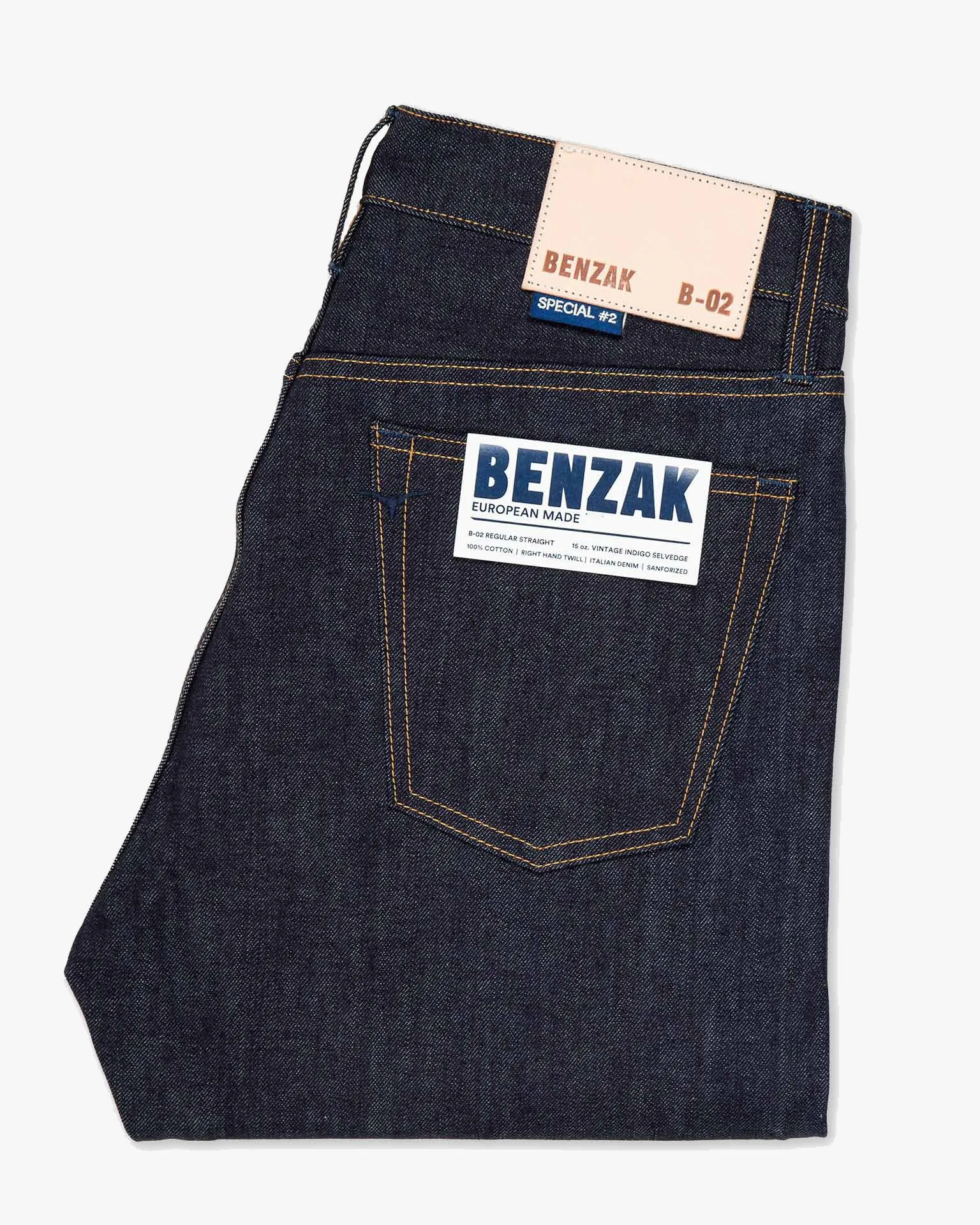 Benzak Denim Developers B-02 Regular Straight Mens Jeans - Special #2 15oz Vintage Indigo Selvedge Shrink Resistant Denim Mid Rise Fit