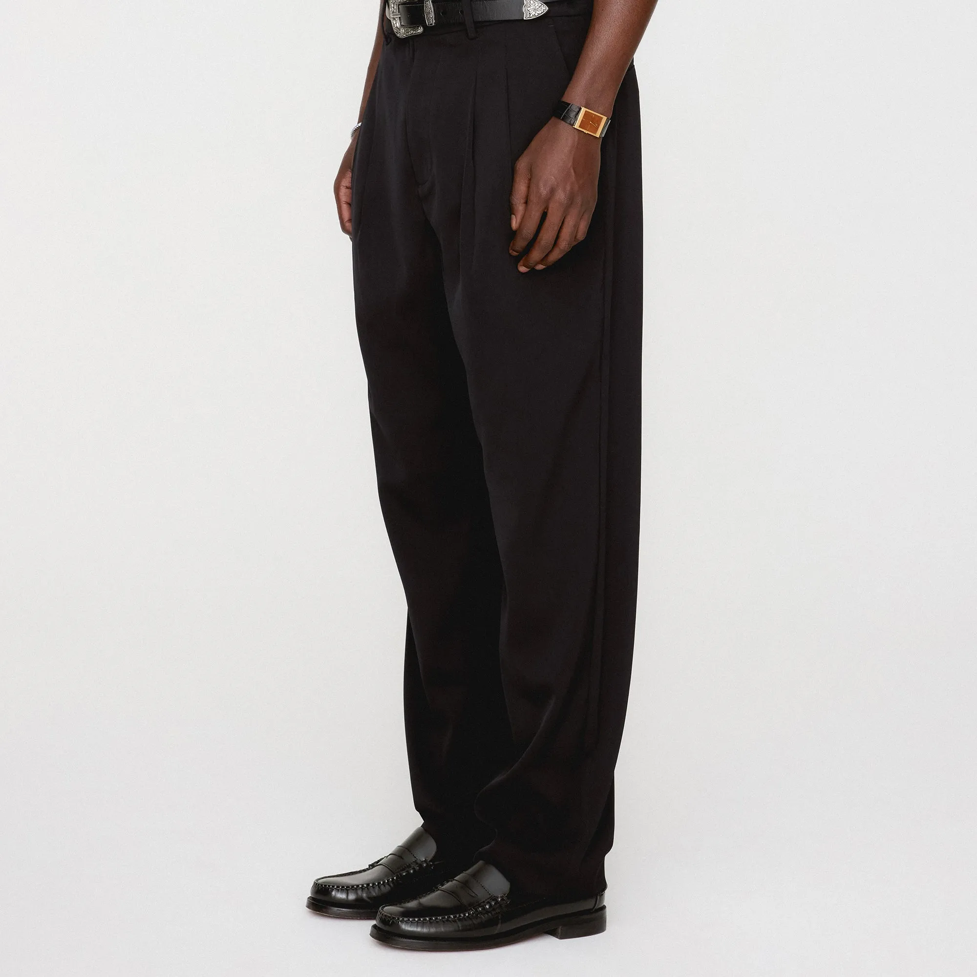 hypoallergenic material &Kin Kylan Pleated Trouser - Black