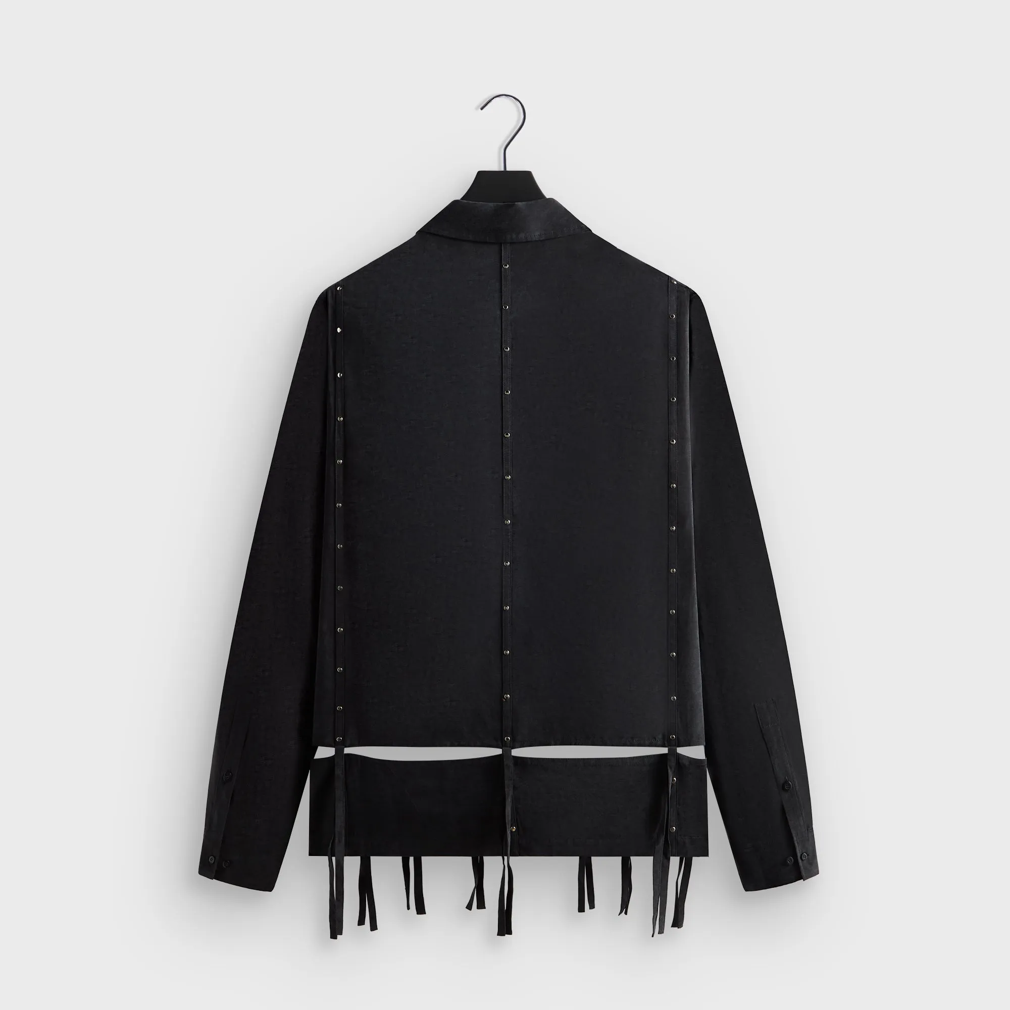 High Density Weave Anti Static Lining &Kin Ribbon Long Sleeve Boxy Collared Overshirt - Black