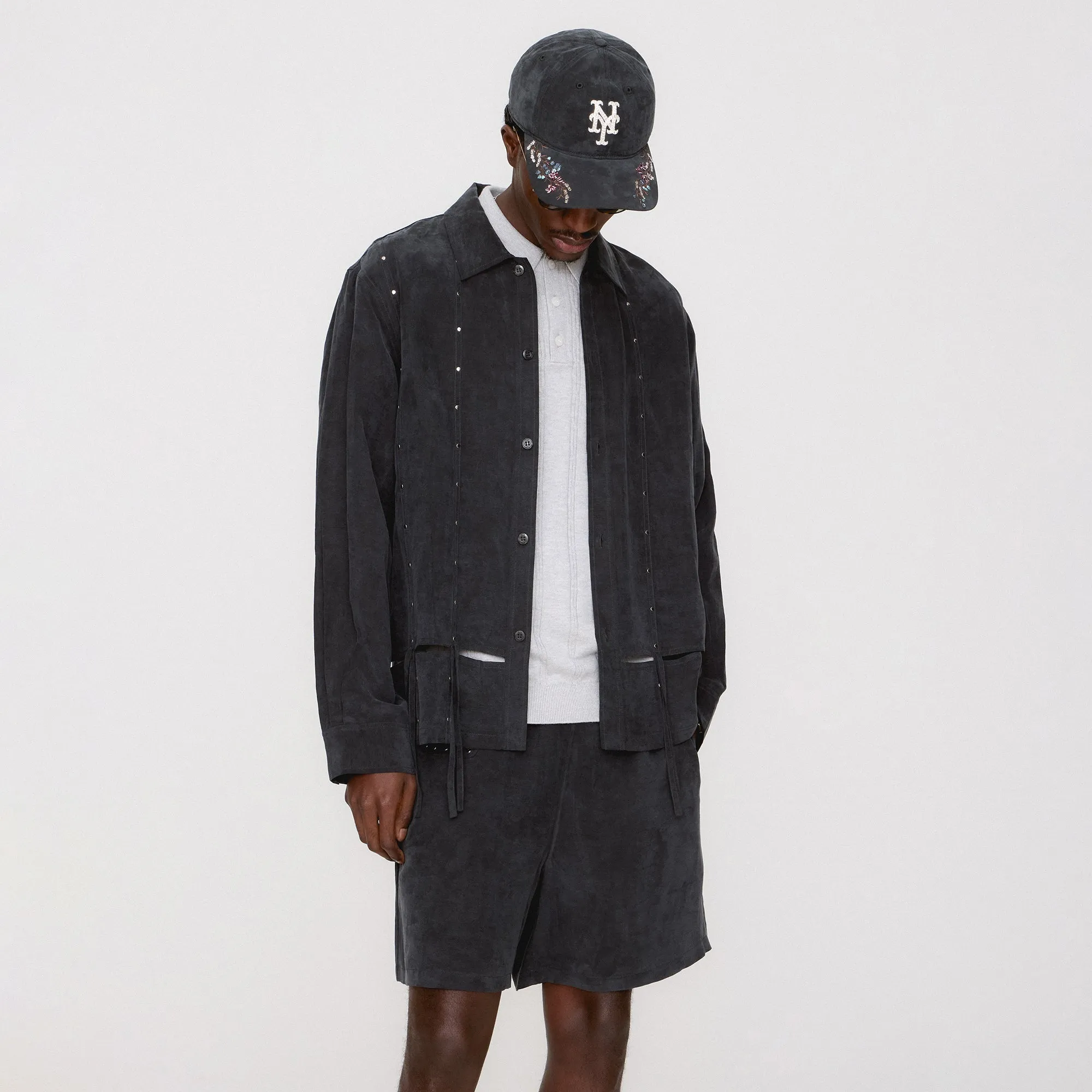 &Kin Ribbon Long Sleeve Boxy Collared Overshirt - Black Outdoor Adventure Wear Long Length