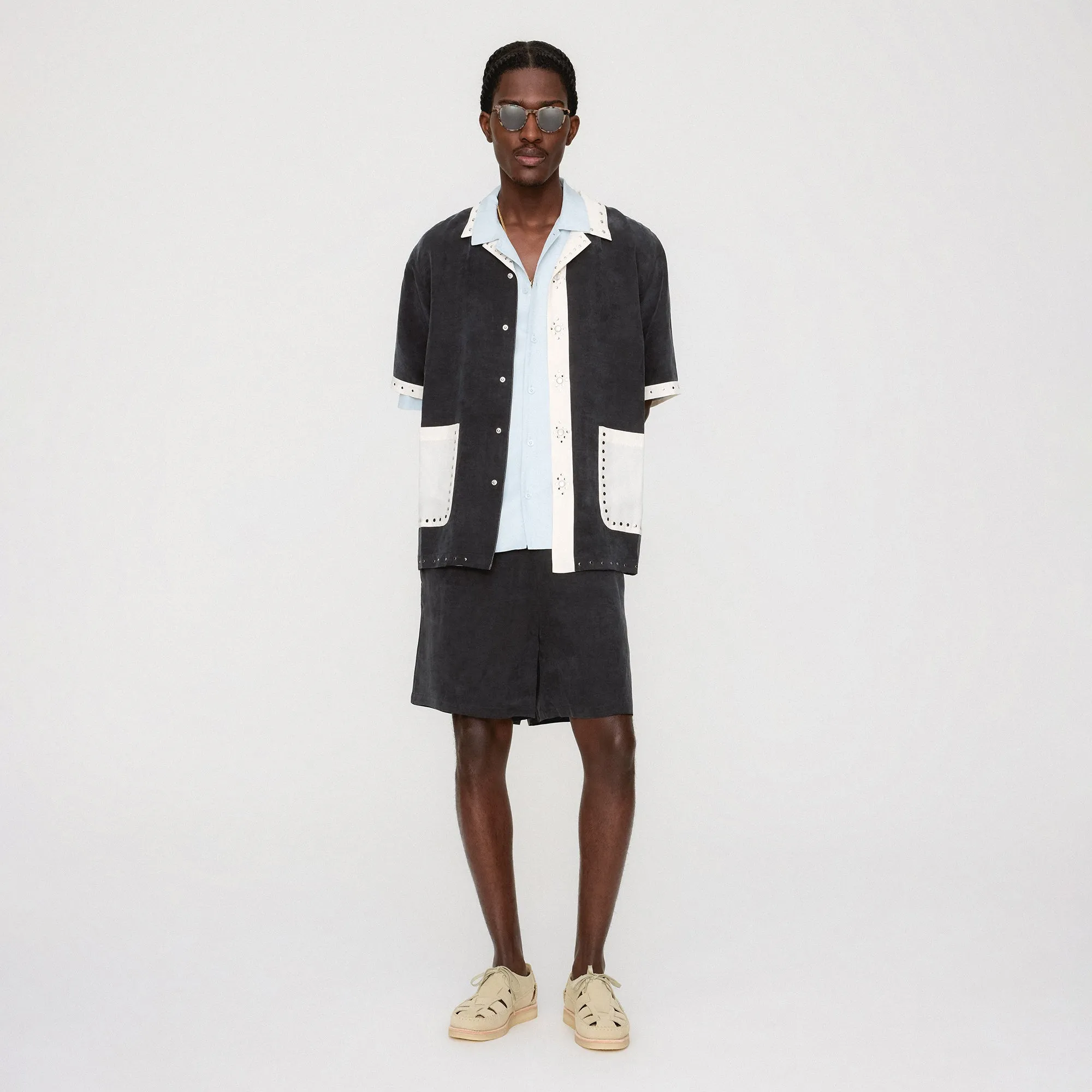 Practical Design &Kin Sawyer Short Sleeve Camp Collar Shirt - Black