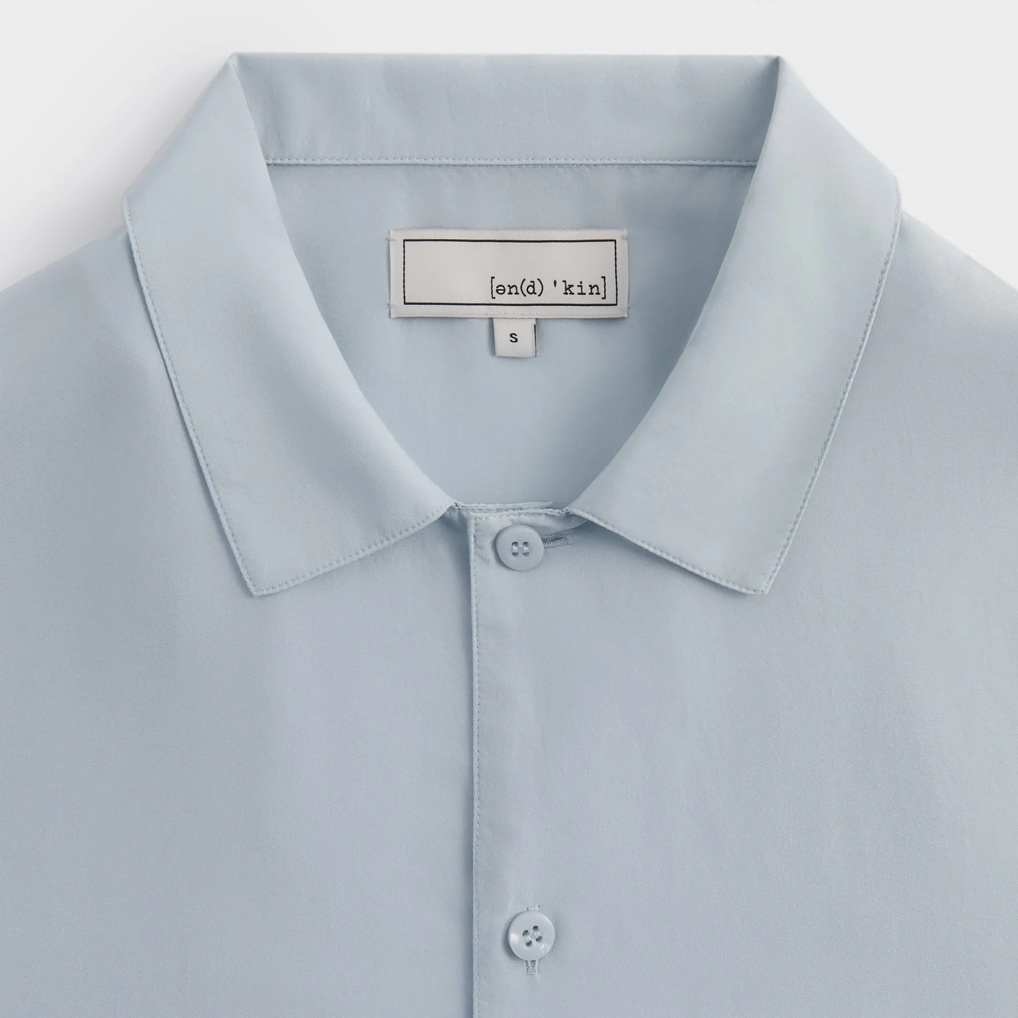 Heat Retention Layer Changeable Style &Kin Silk Habotai Short Sleeve Reade Shirt -  Light Indigo