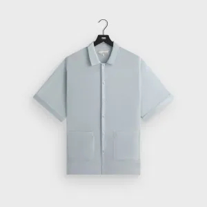Anti Pilling Textile &Kin Silk Habotai Short Sleeve Reade Shirt -  Light Indigo