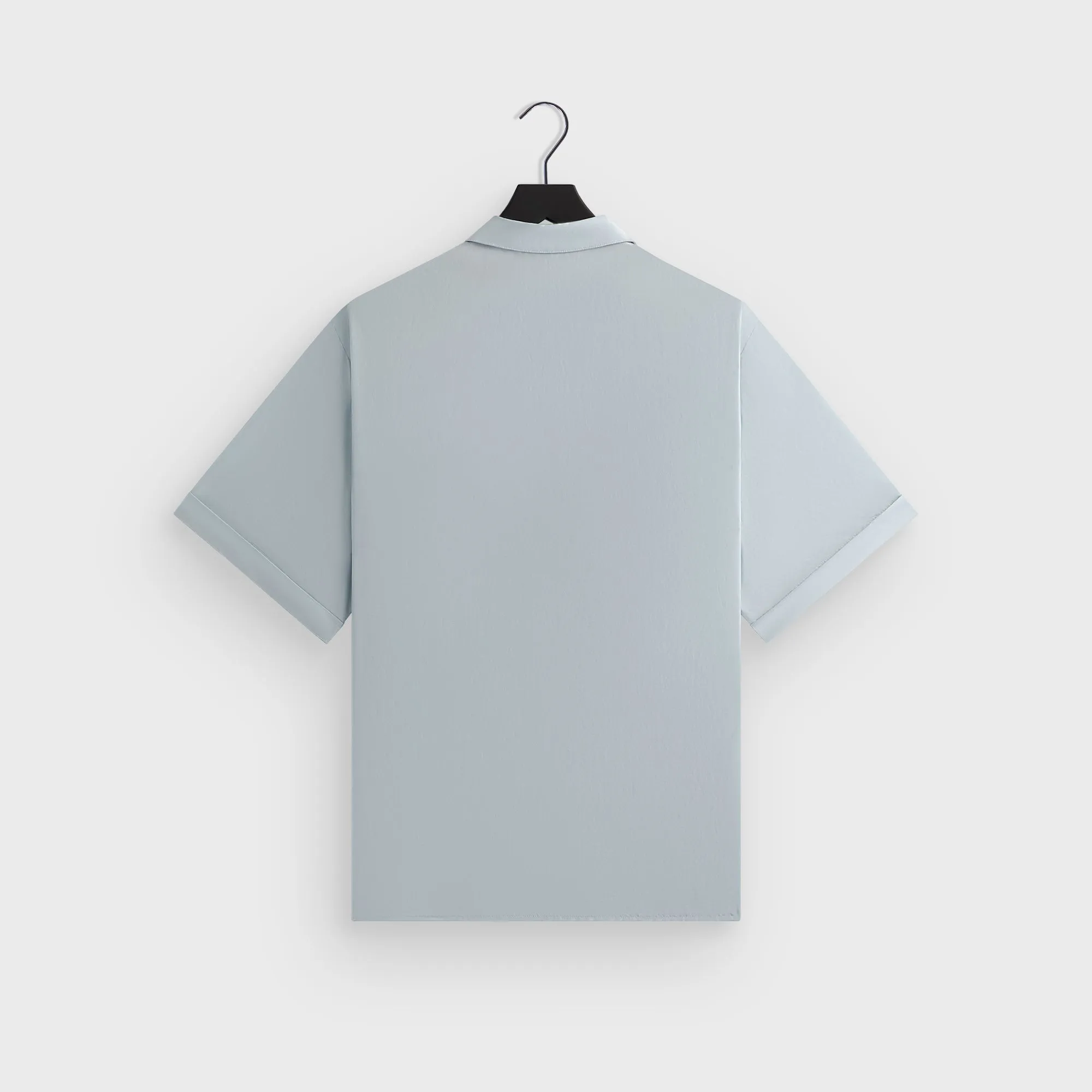 Advanced Layering System Faux Fur Collar &Kin Silk Habotai Short Sleeve Reade Shirt -  Light Indigo