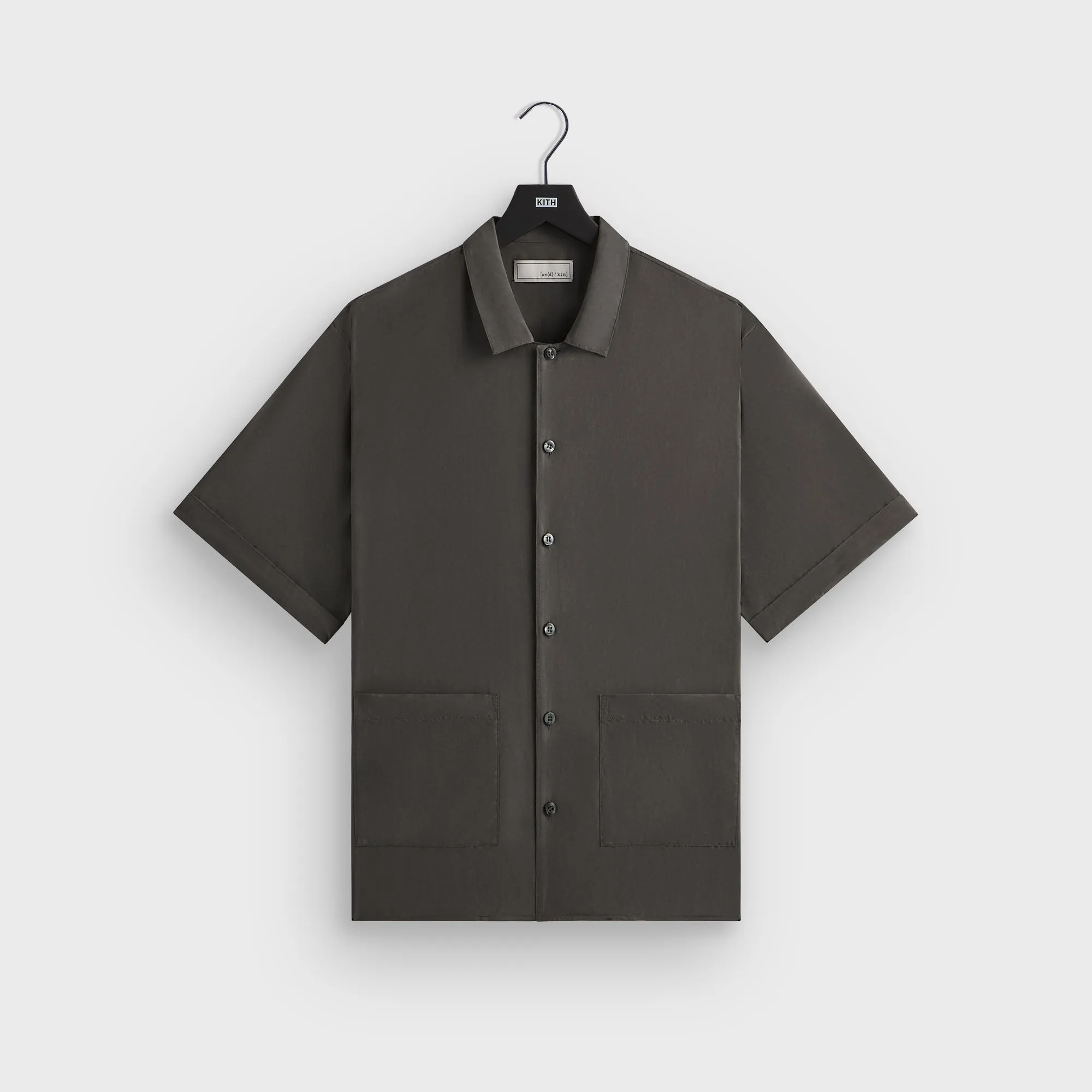 Sustainable Packaging &Kin Silk Habotai Short Sleeve Reade Shirt -  Somber