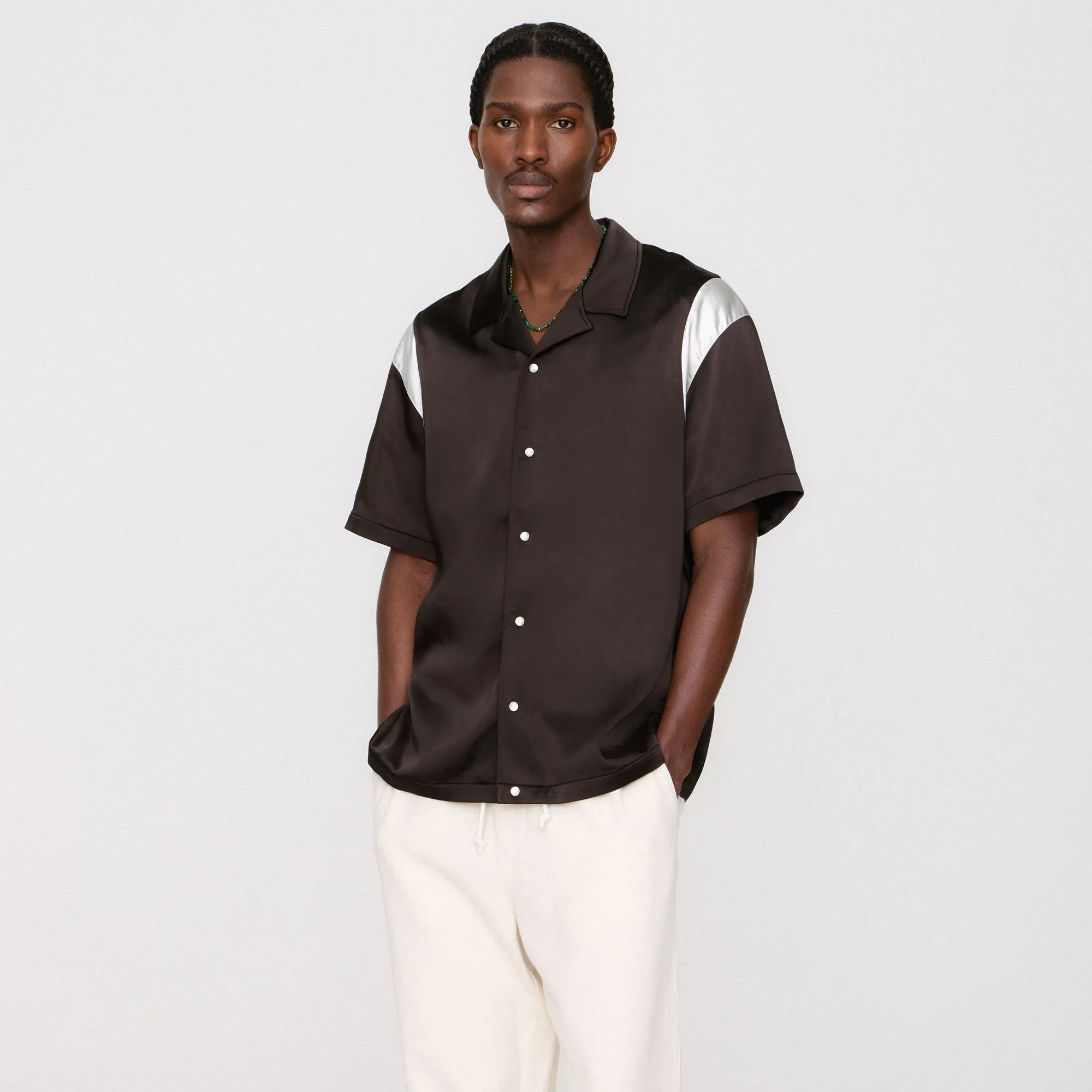 Ventilation Vents OdorControlTreatment &Kin Washed Satin Landon Souvenir Shirt - Kindling