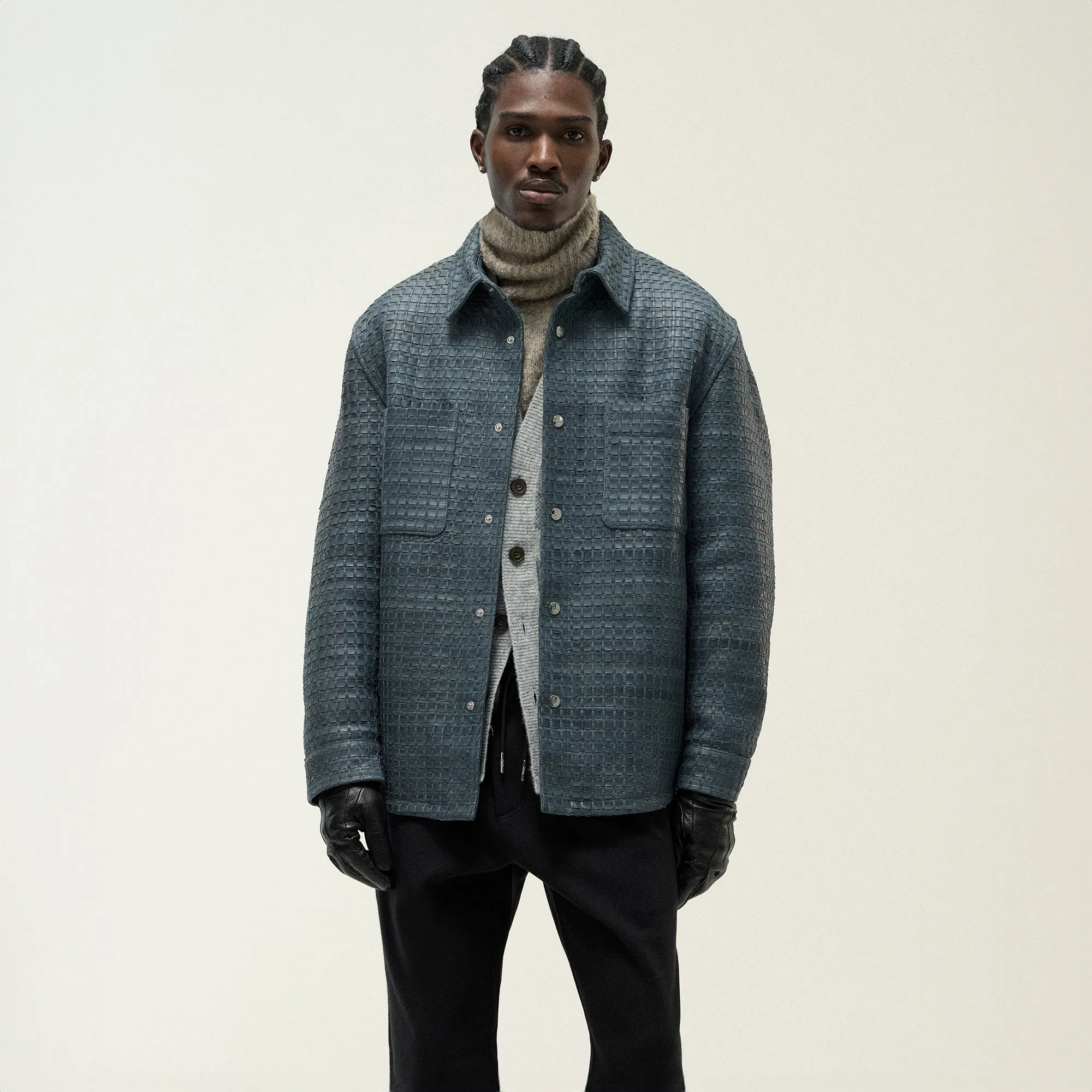 &Kin Woven Leather Apollo II Shirt - Machine Sporty Chic Matte Fabric