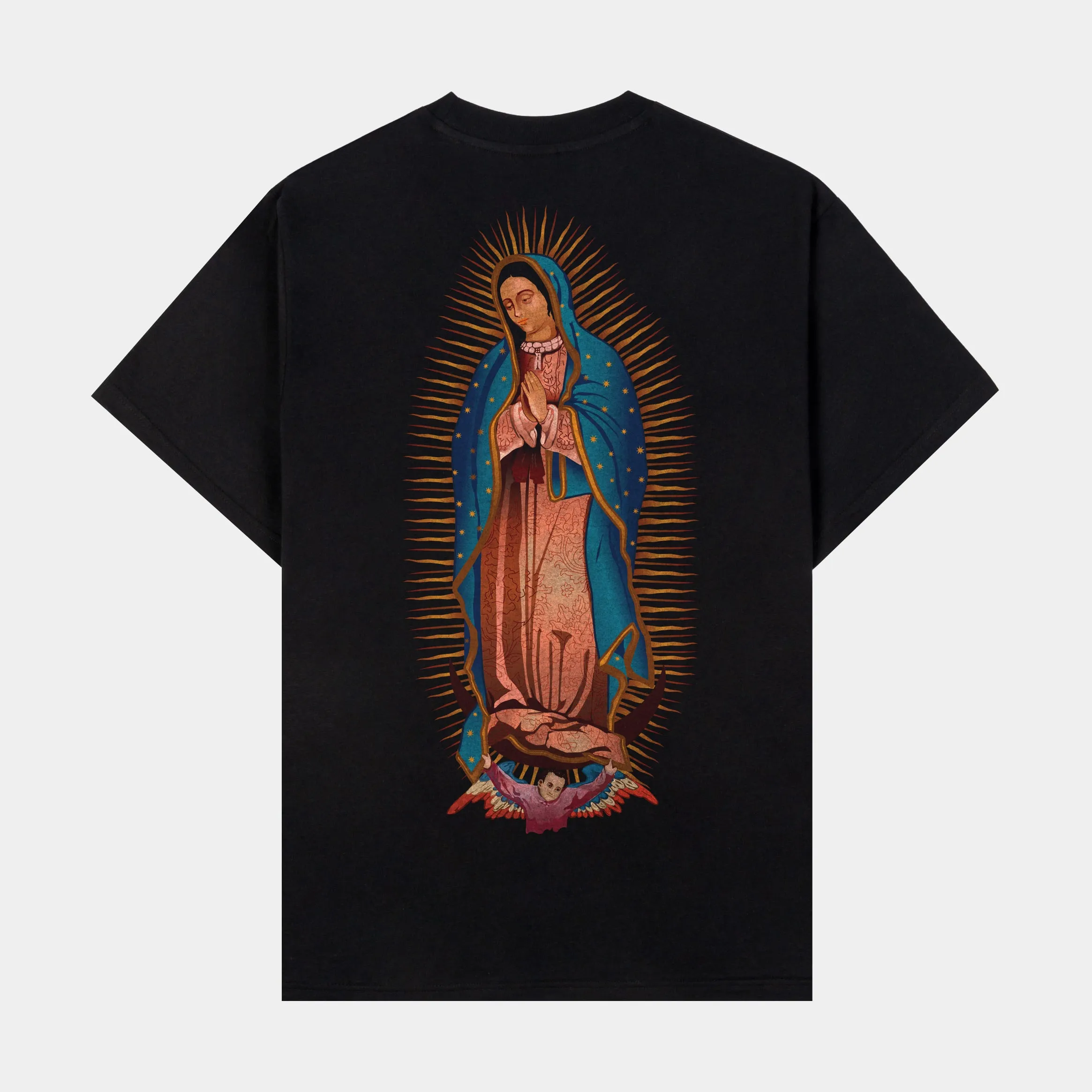Quick Layer Fit Lady Of Guadalupe Mens Short Sleeve Shirt (Black/Red)