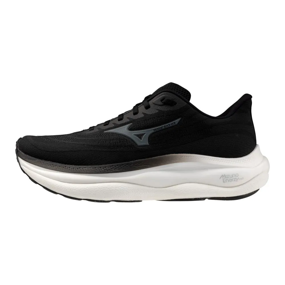 perforated upper running shoes ReflectiveElements Men's Mizuno Wave Sky 9 Running Shoe in Black | Metallic Grey