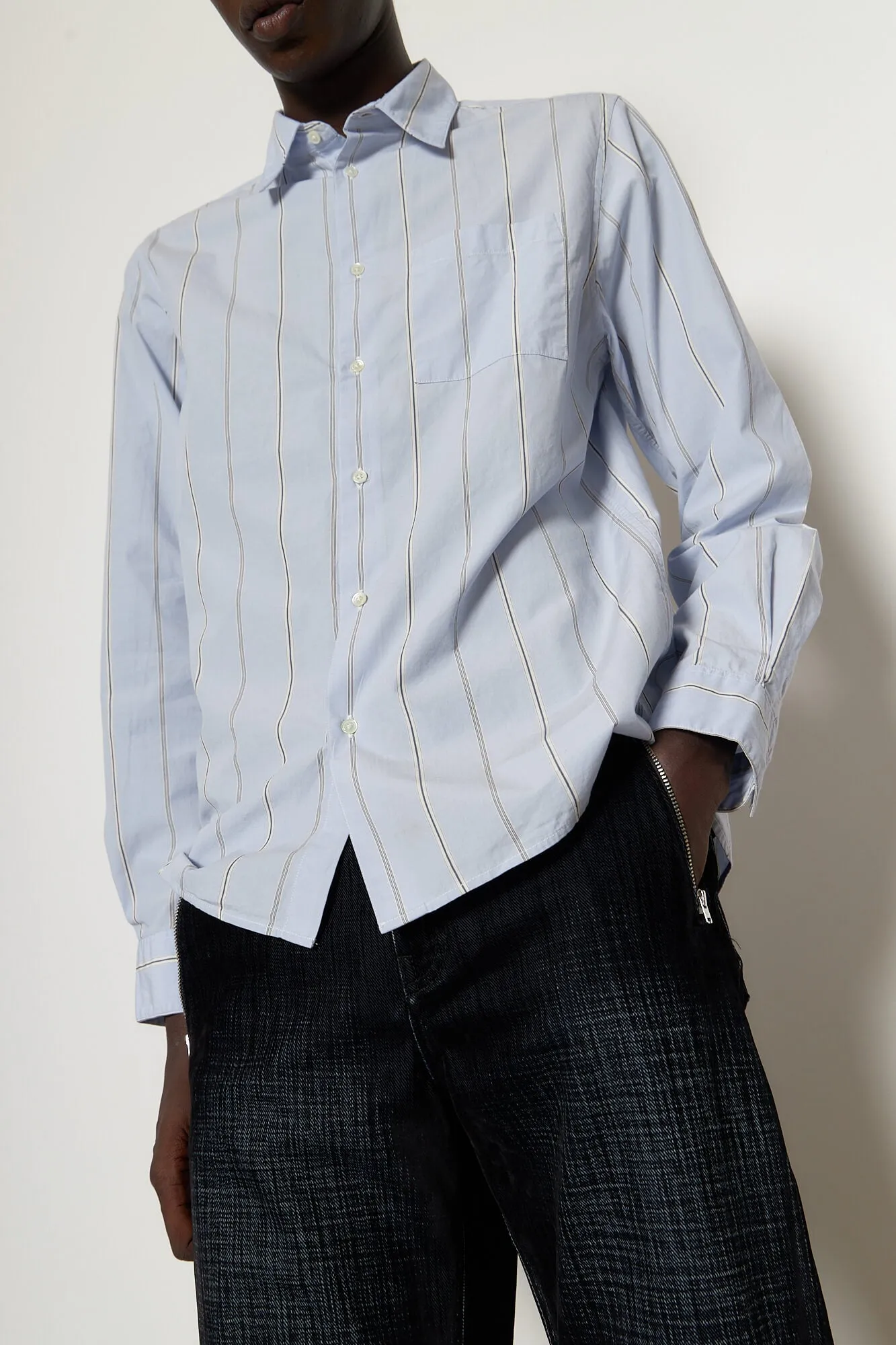 Smart Design Layered Collar Another Shirt 3.0 Blue Navy Stripe