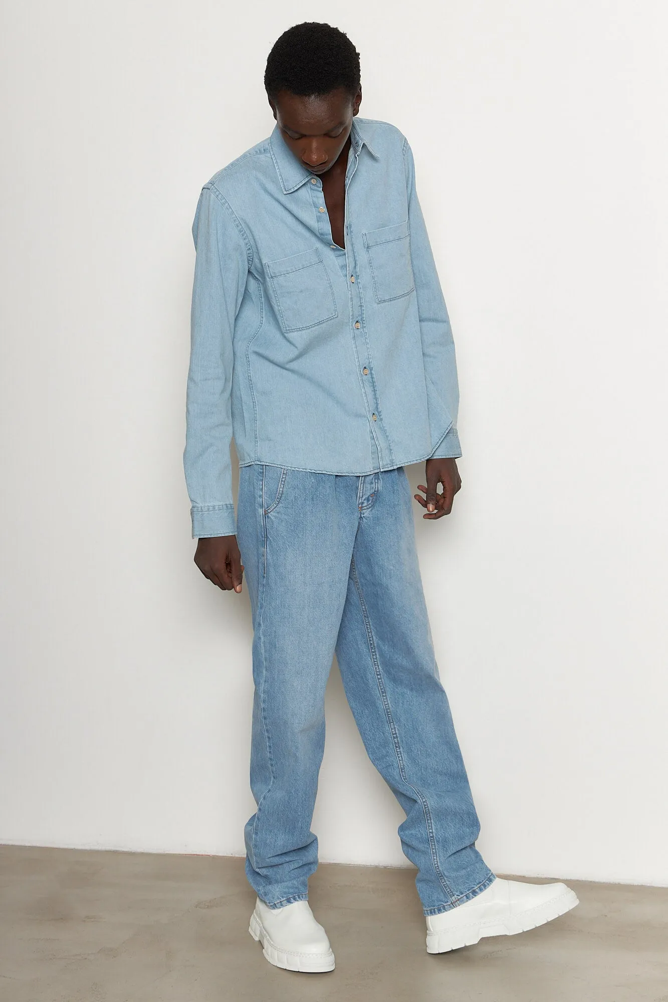 Trendy Layer Shimmer Effect Another Shirt 5.0 Used Blue