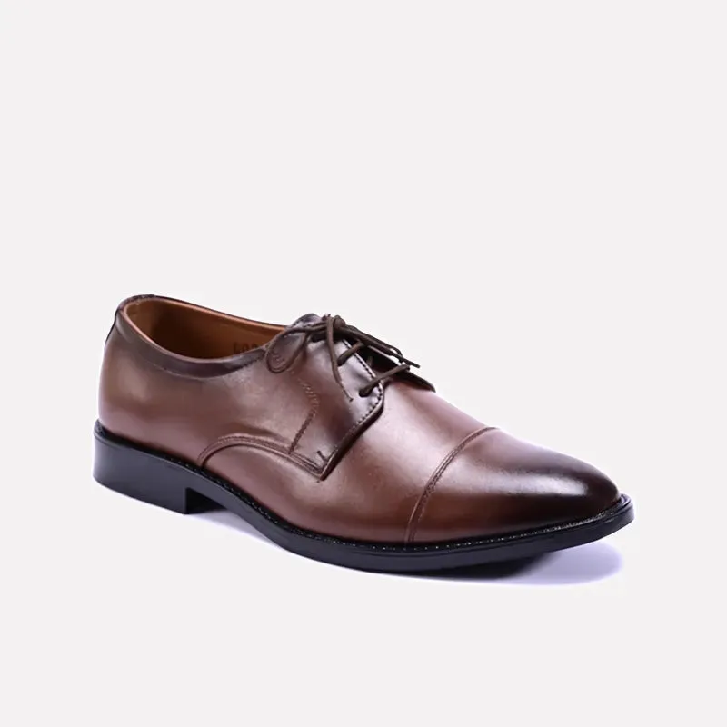Easy Clean Raider Brown Derby Cap Toe Shoes 0111092