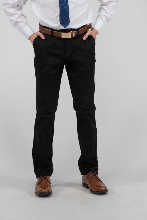 Simple Cut Snug Waist Men's Flat Front Slim Chino Pant