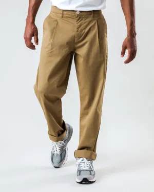 Pleated Chino Camel Minimal Waist