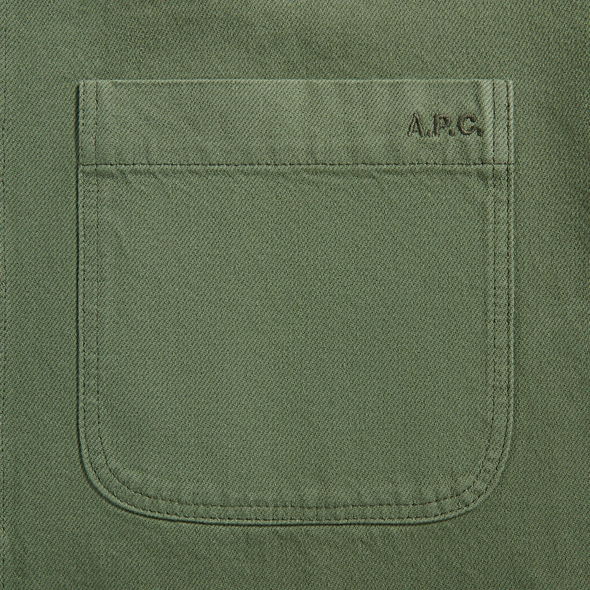 A.P.C. Surchemise Leon - Green Smooth Finish Trail To Town