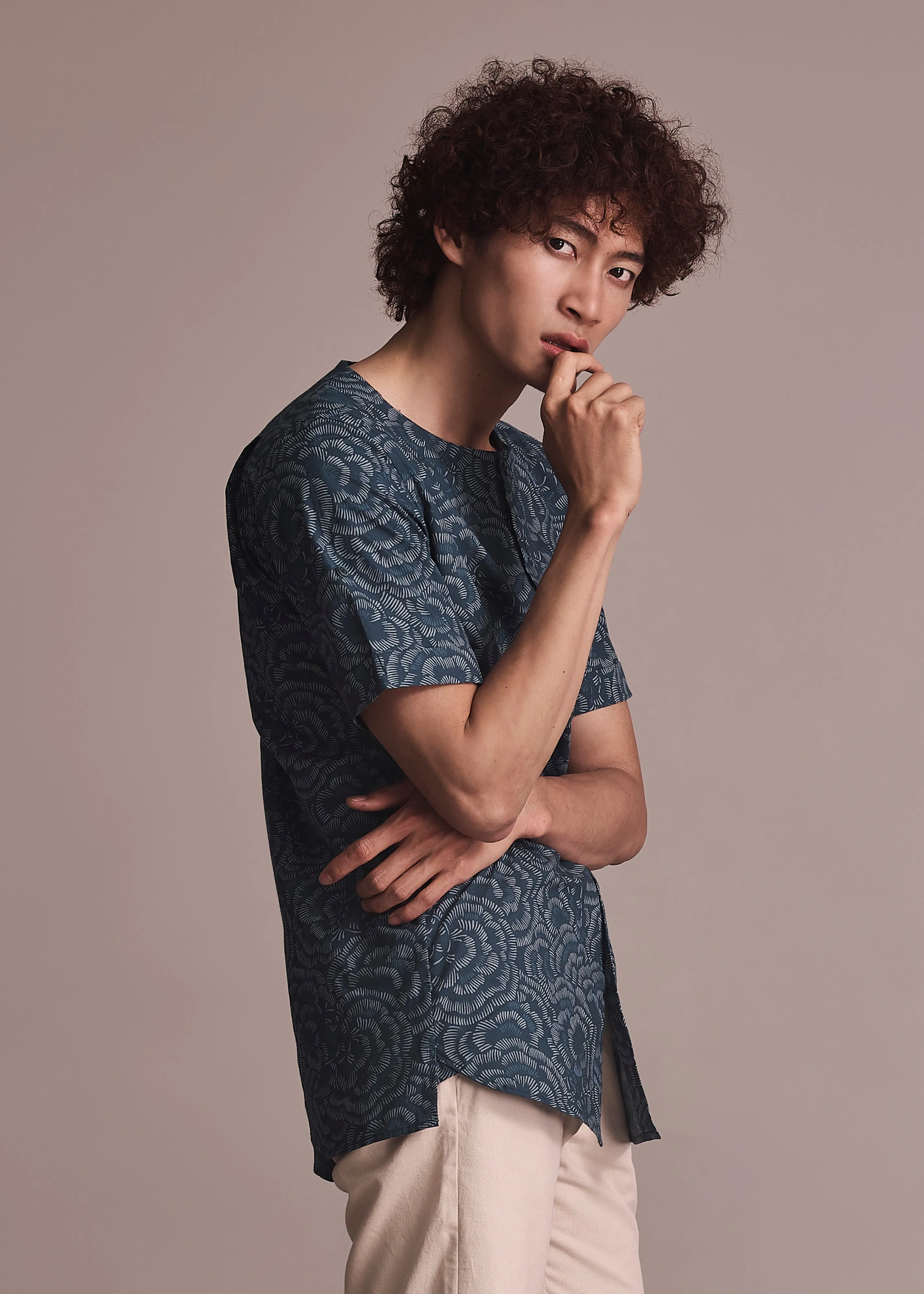 Button front Evening Elegance ARENGA - PEONY KOI BLUE