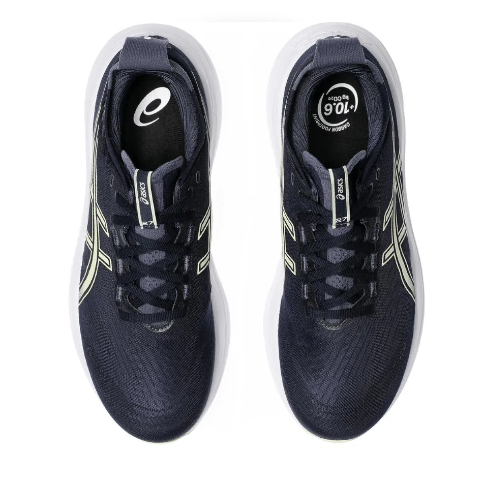 ASICS Men's GEL-NIMBUS 27 Running Shoes in Midnight/Vanilla AW25 curved track running wear Pressure Relief Insole