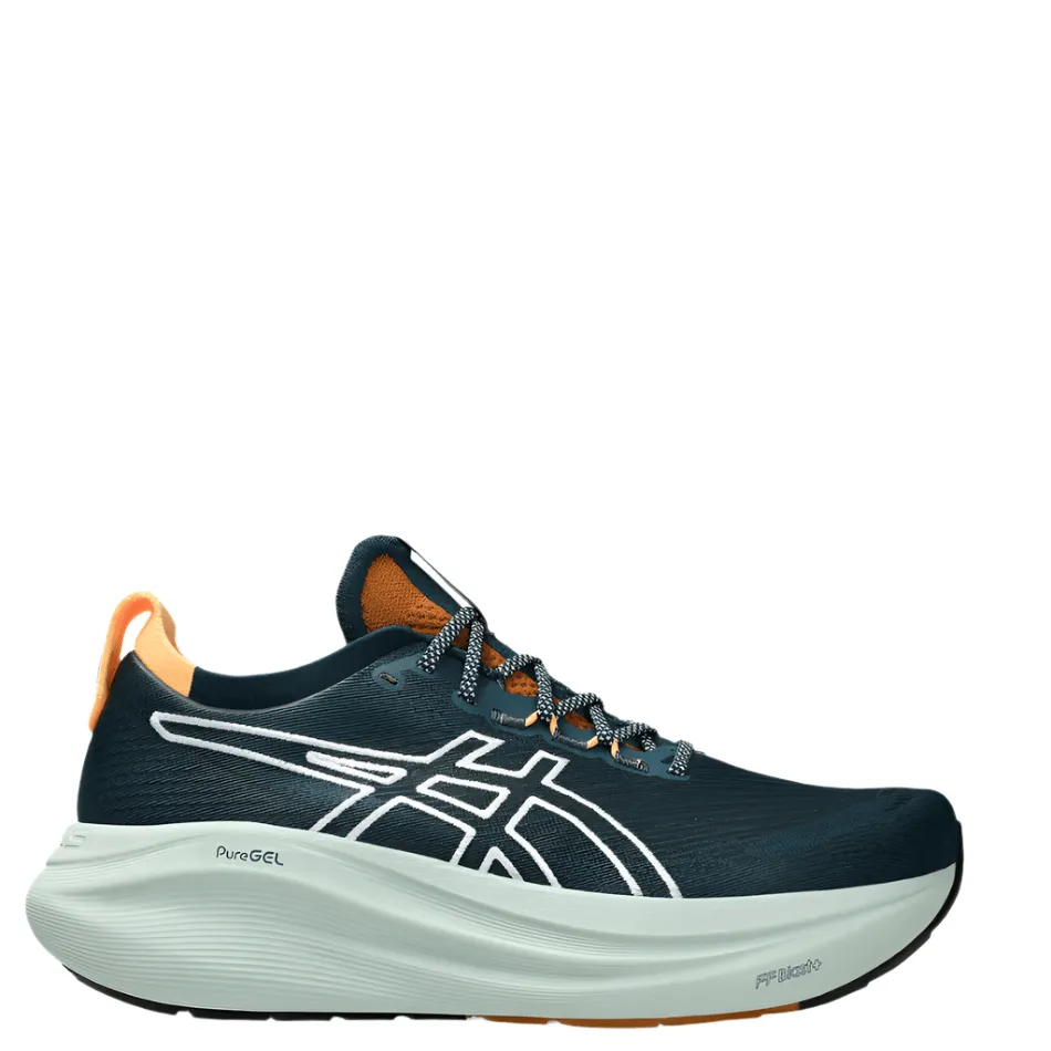 ASICS Men's GEL-NIMBUS 27 TR Running Shoes in Nature Bathing/Tranquil Teal AW25 Dual Density second - hand