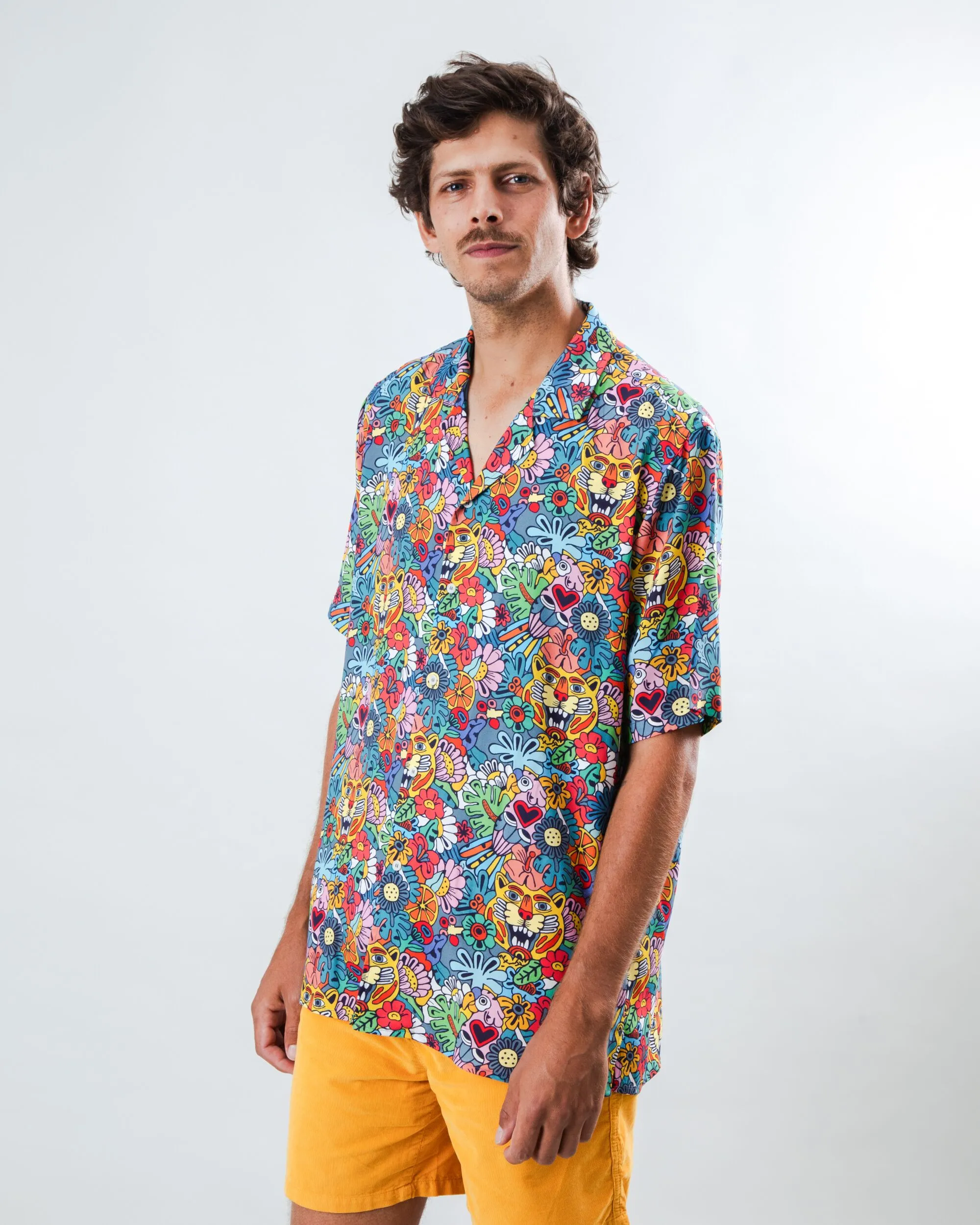Asis Percales Tutti Frutti Aloha Shirt Year-Round Favorite Geometric Design