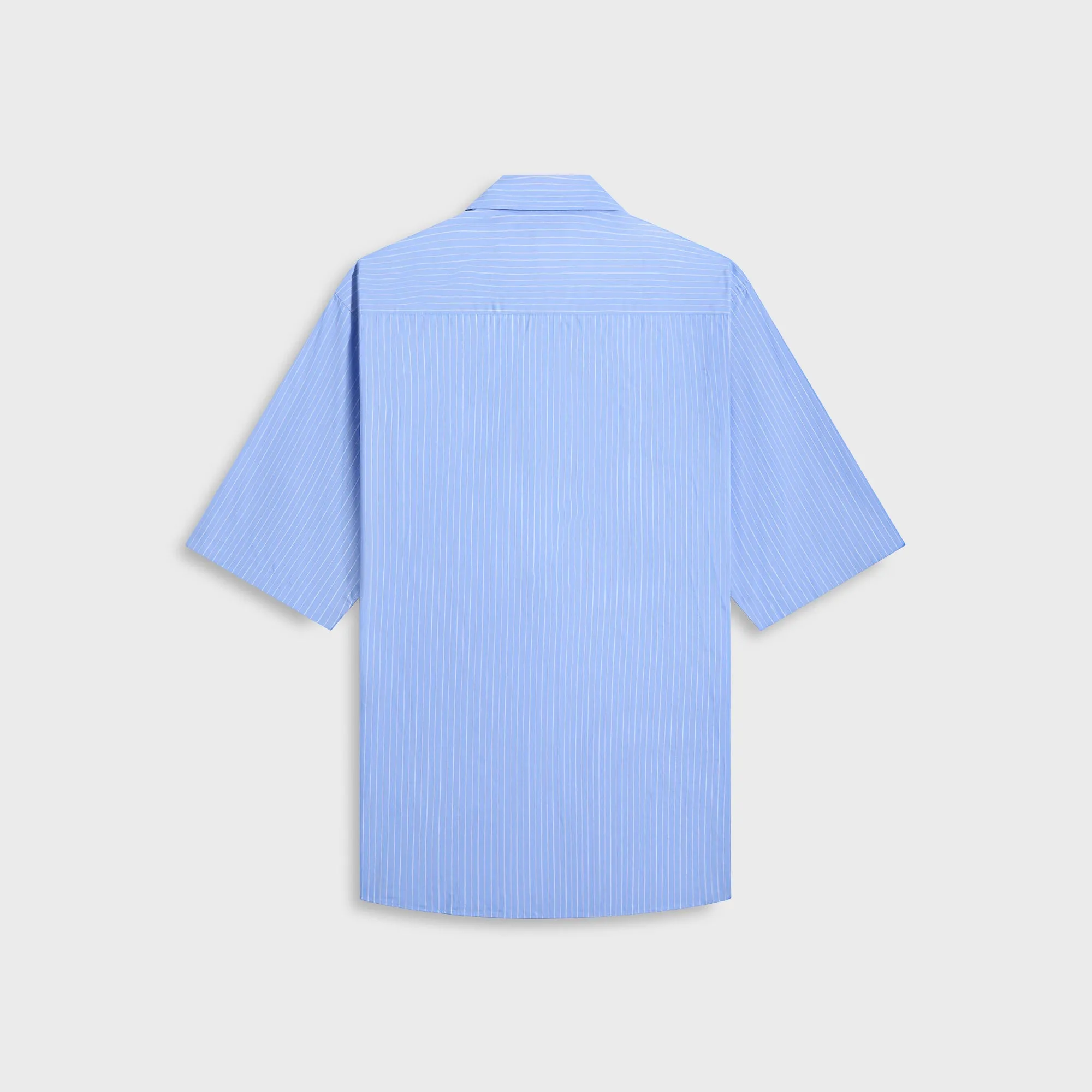 Auralee Suvin High Count Cloth Stripe Half Sleeved Shirt - Blue Stripes Two Tone Design Travel Street Style