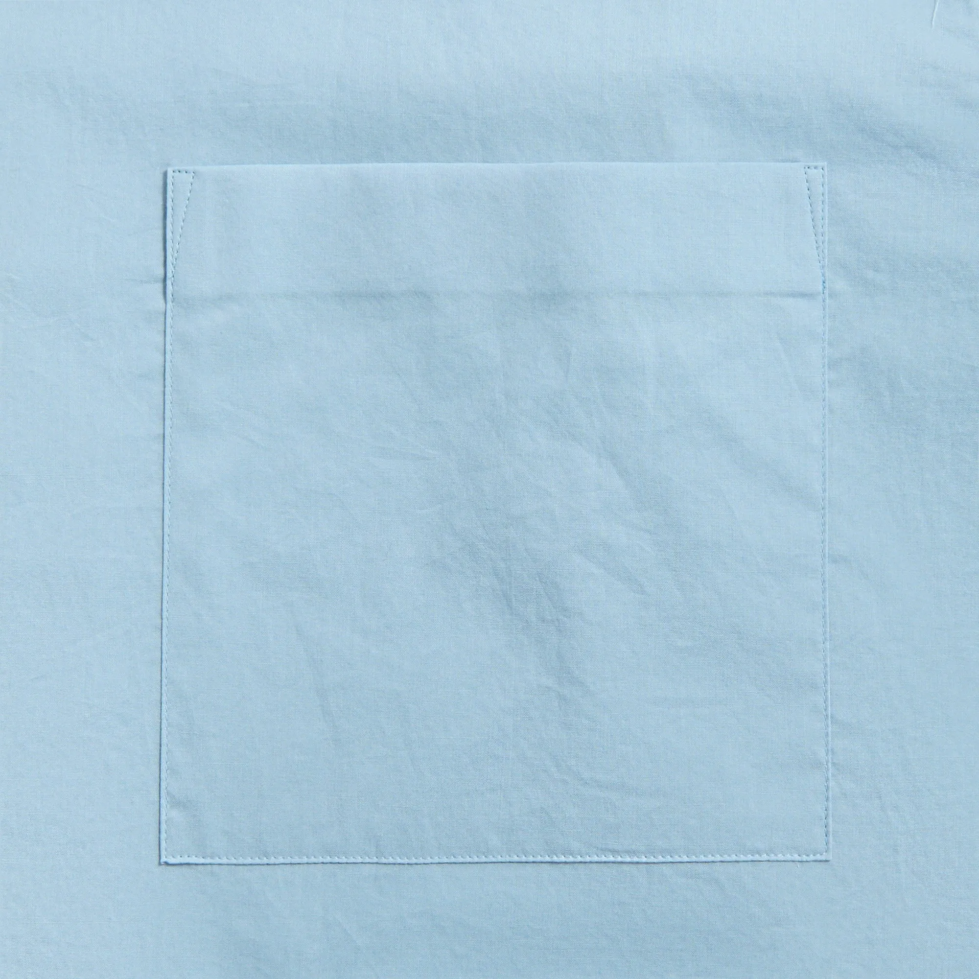 Auralee Washed Finx Typewriter Open Collar Shirt - Light Blue Adjustable Hood Feature